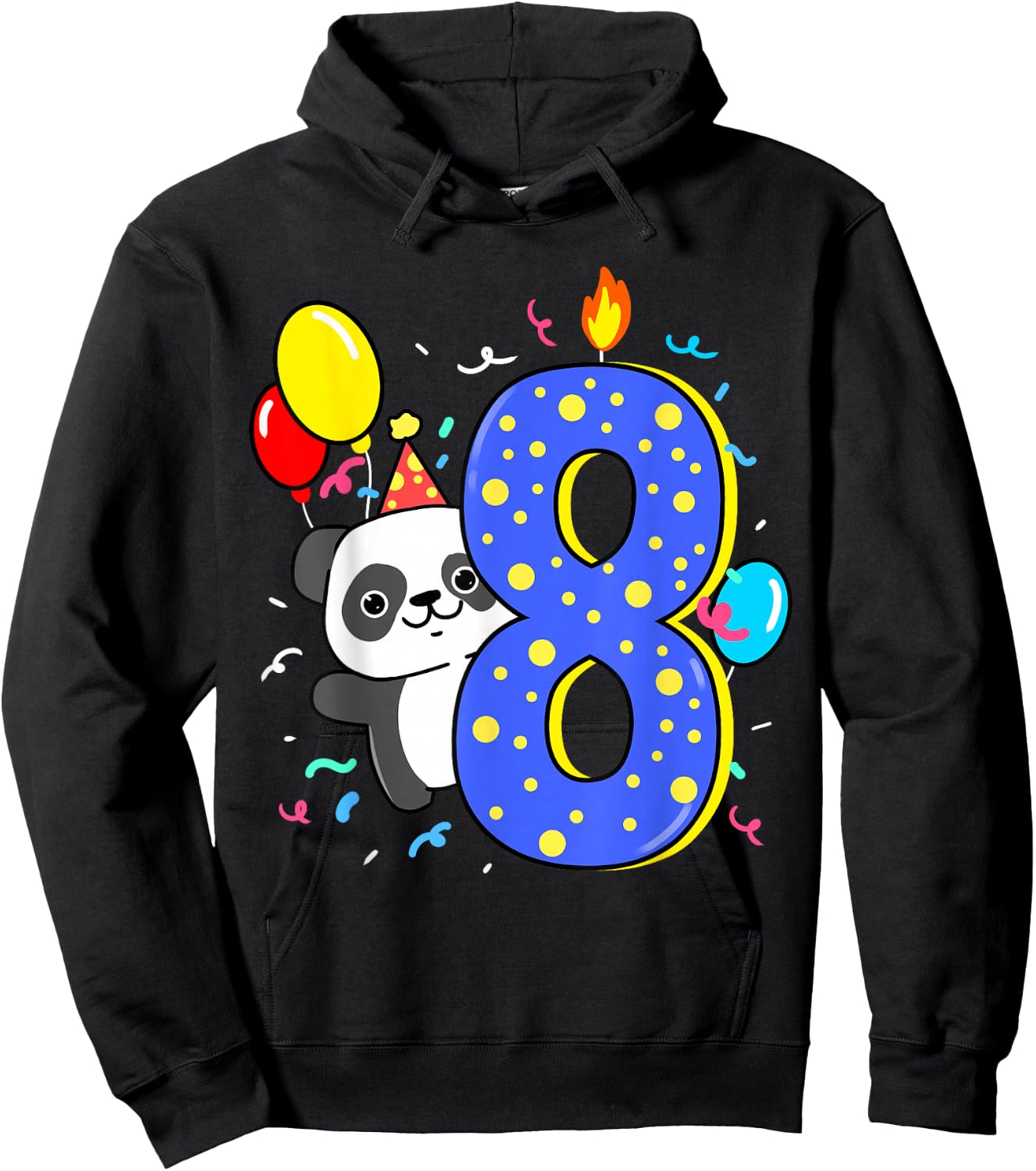 Birthday Panda 8 Years Hoodie - Hoodie | Black