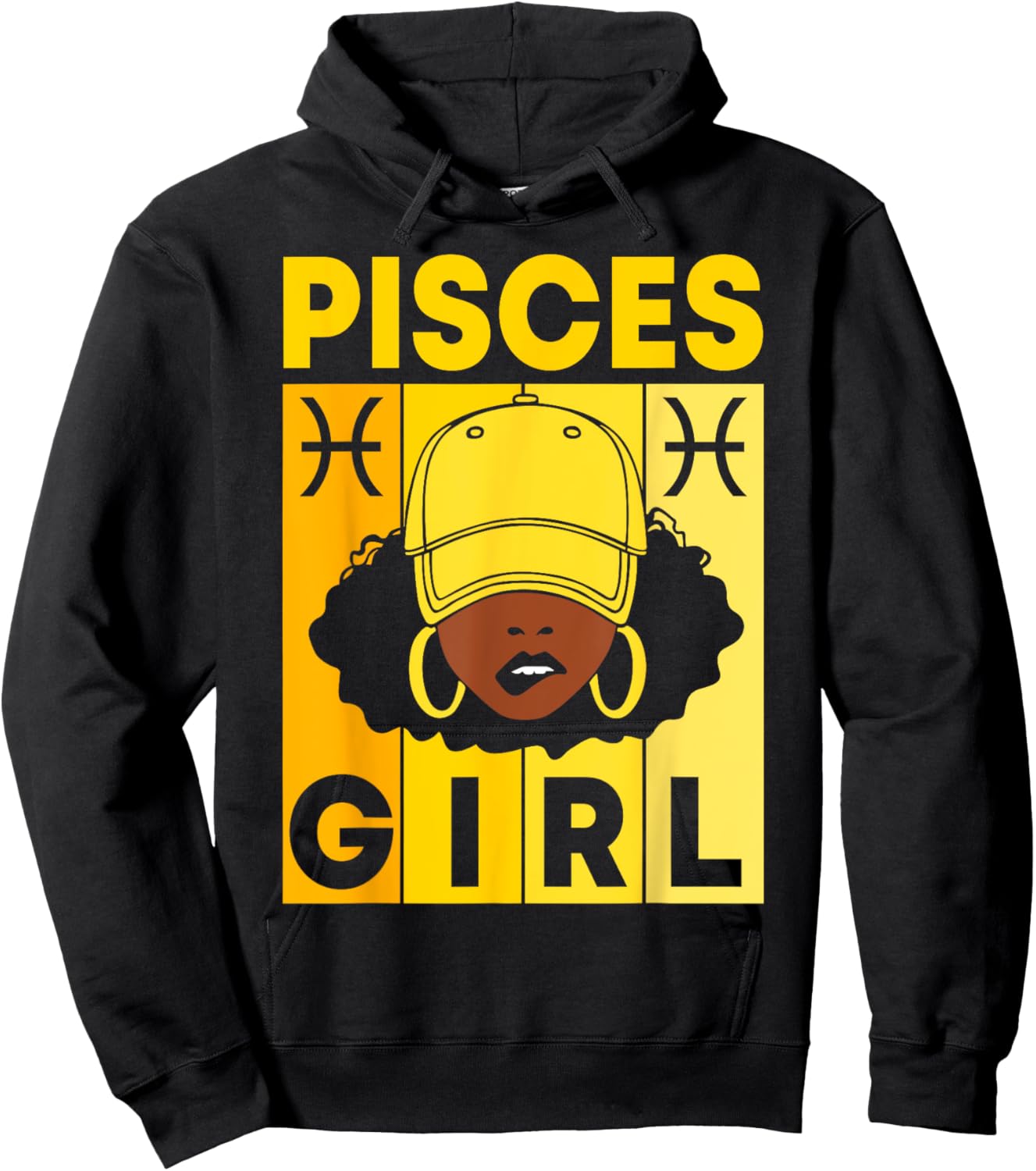 Pisces Girl Dope Afro Black Woman With Cap Zodiac Sign Hoodie - Hoodie | Black