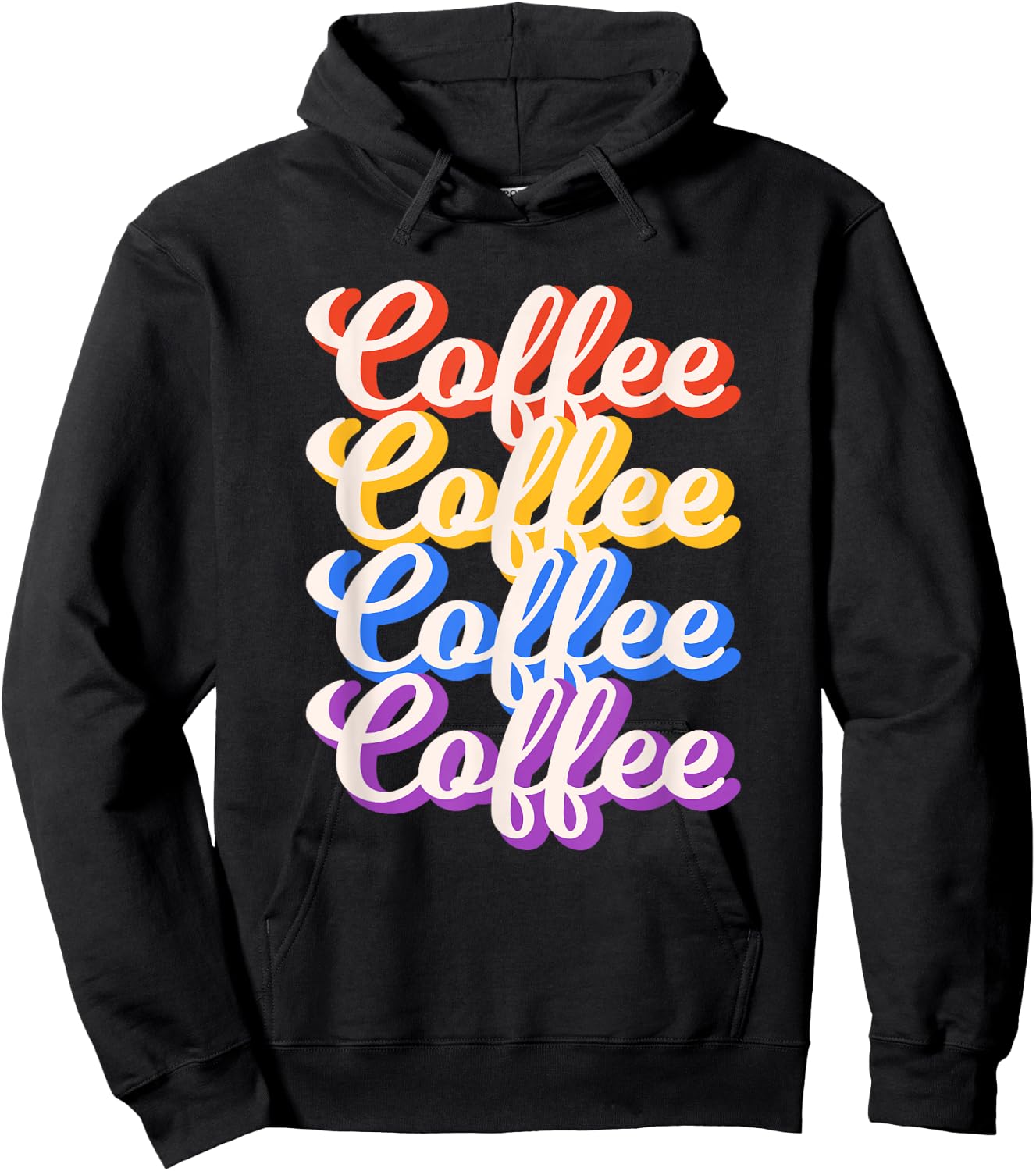 Coffee Coffee Coffee Coffee Graphical Letters Hoodie - Hoodie | Black