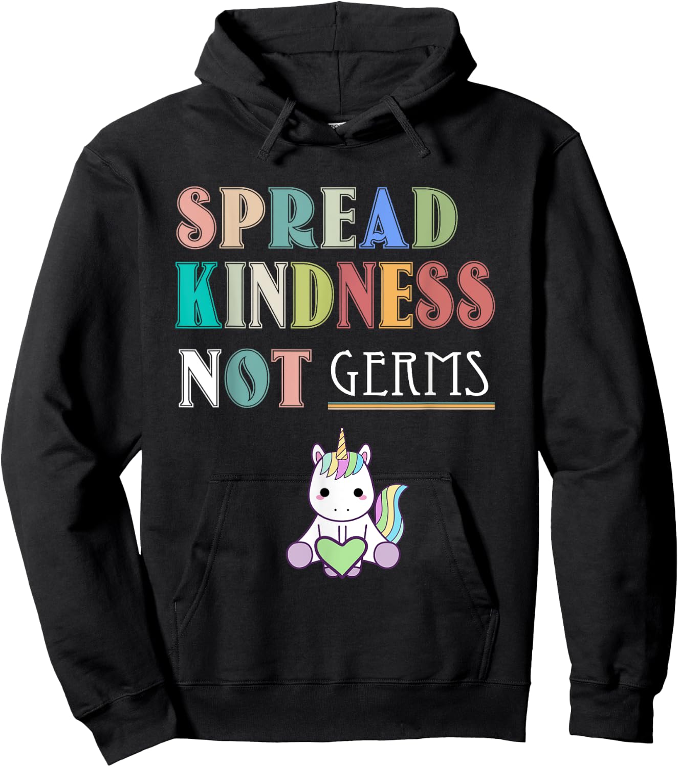 Spread Kindness Not Germs Essential Unicorn Cat Lover Funny Hoodie - Hoodie | Black