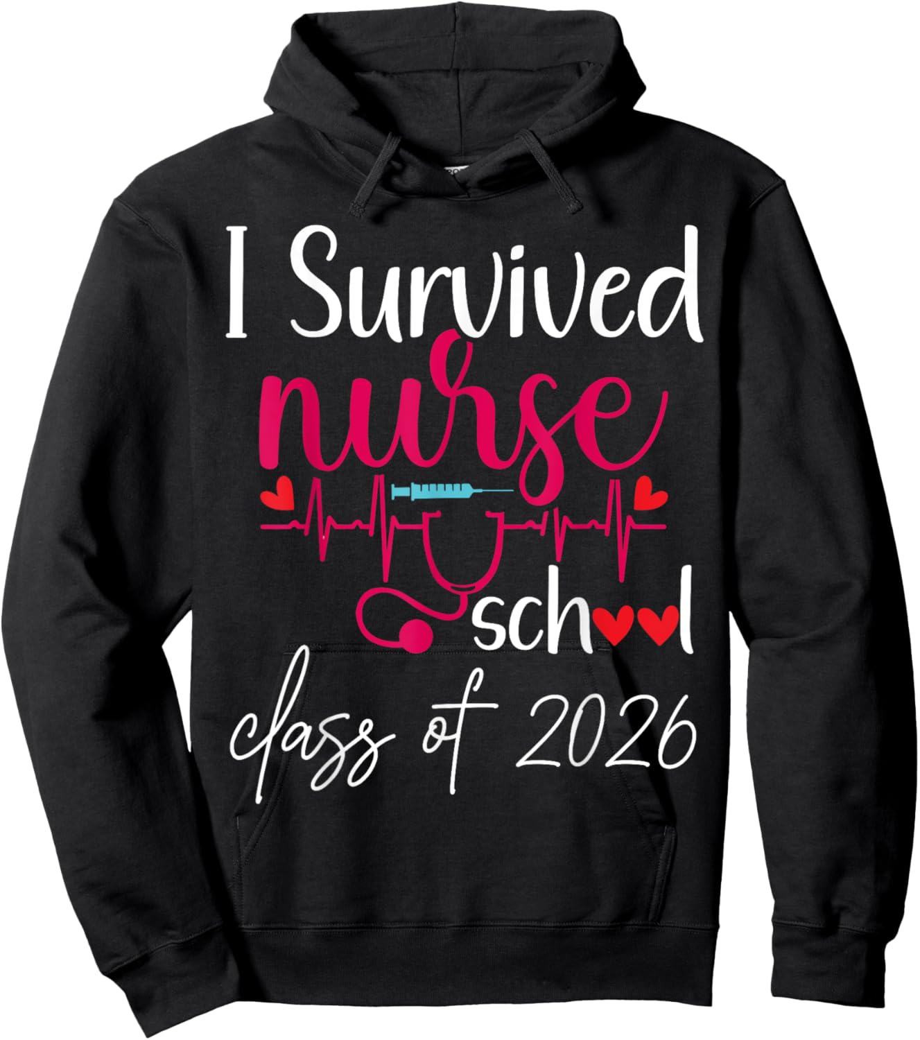 I Survived Nursing School 2026 RN ER Nurse Graduation Hoodie - Hoodie | Black
