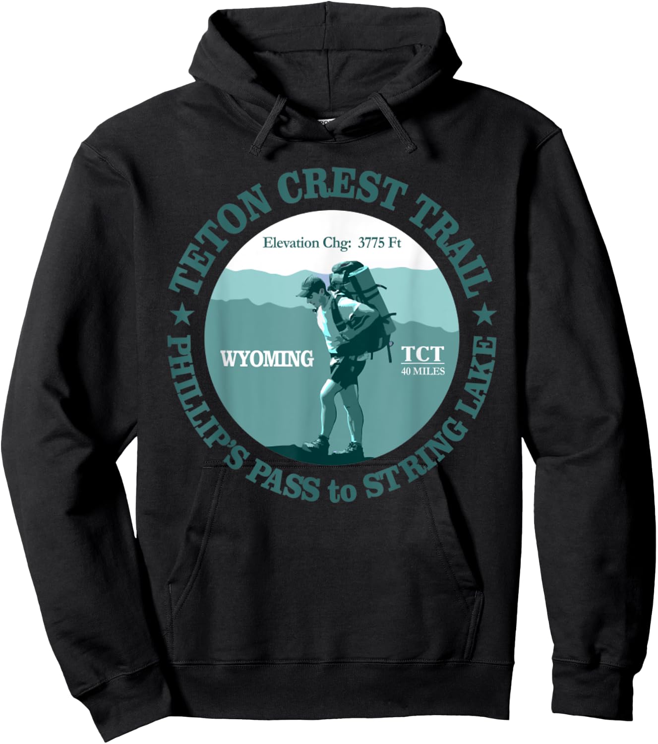 Teton Crest Trail Funny Spring Lake Hiking Mountain Hoodie - Hoodie | Black