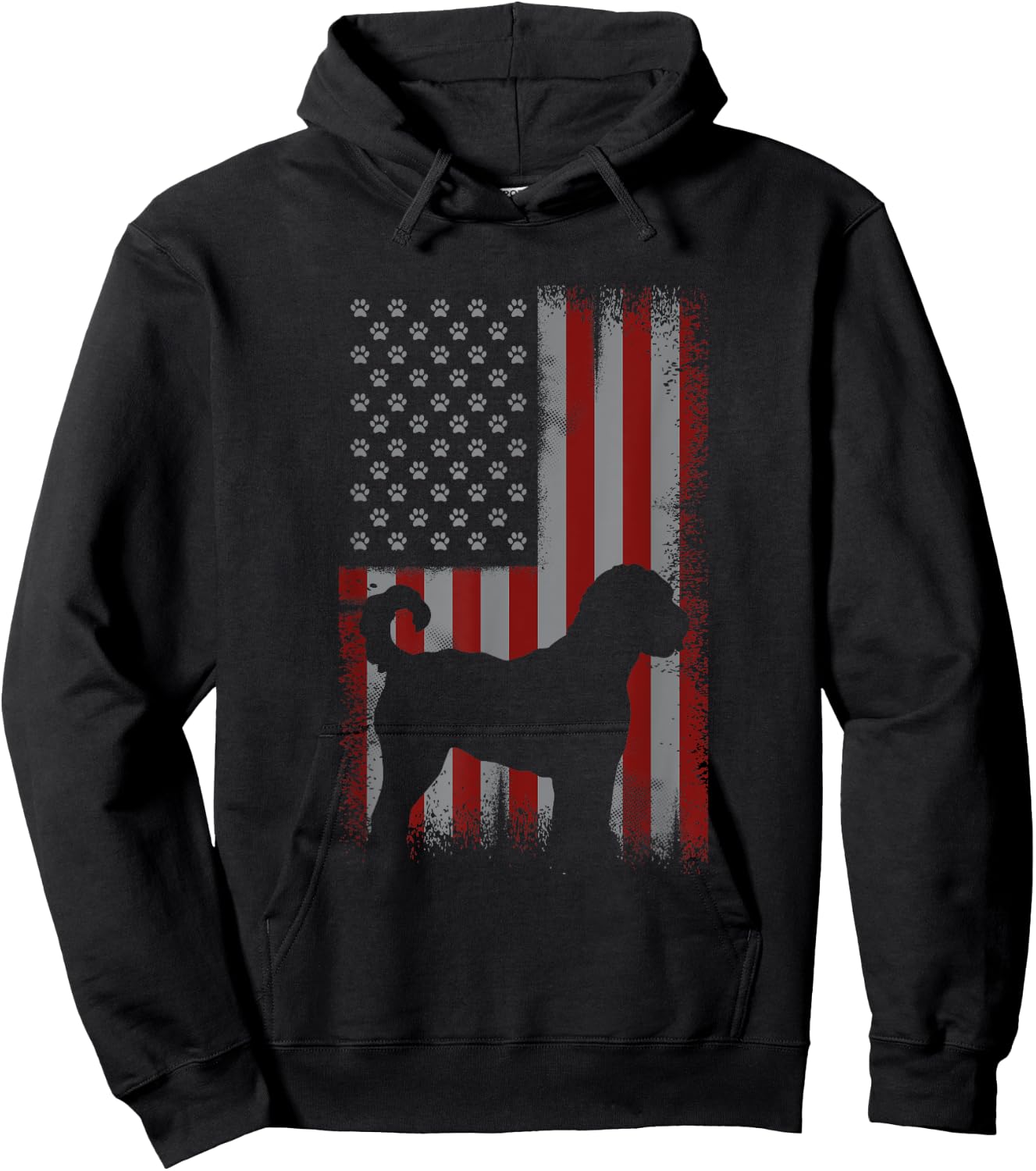 Patriotic American Flag Golden Doodle Lover Gift Men Women Hoodie - Hoodie | Black