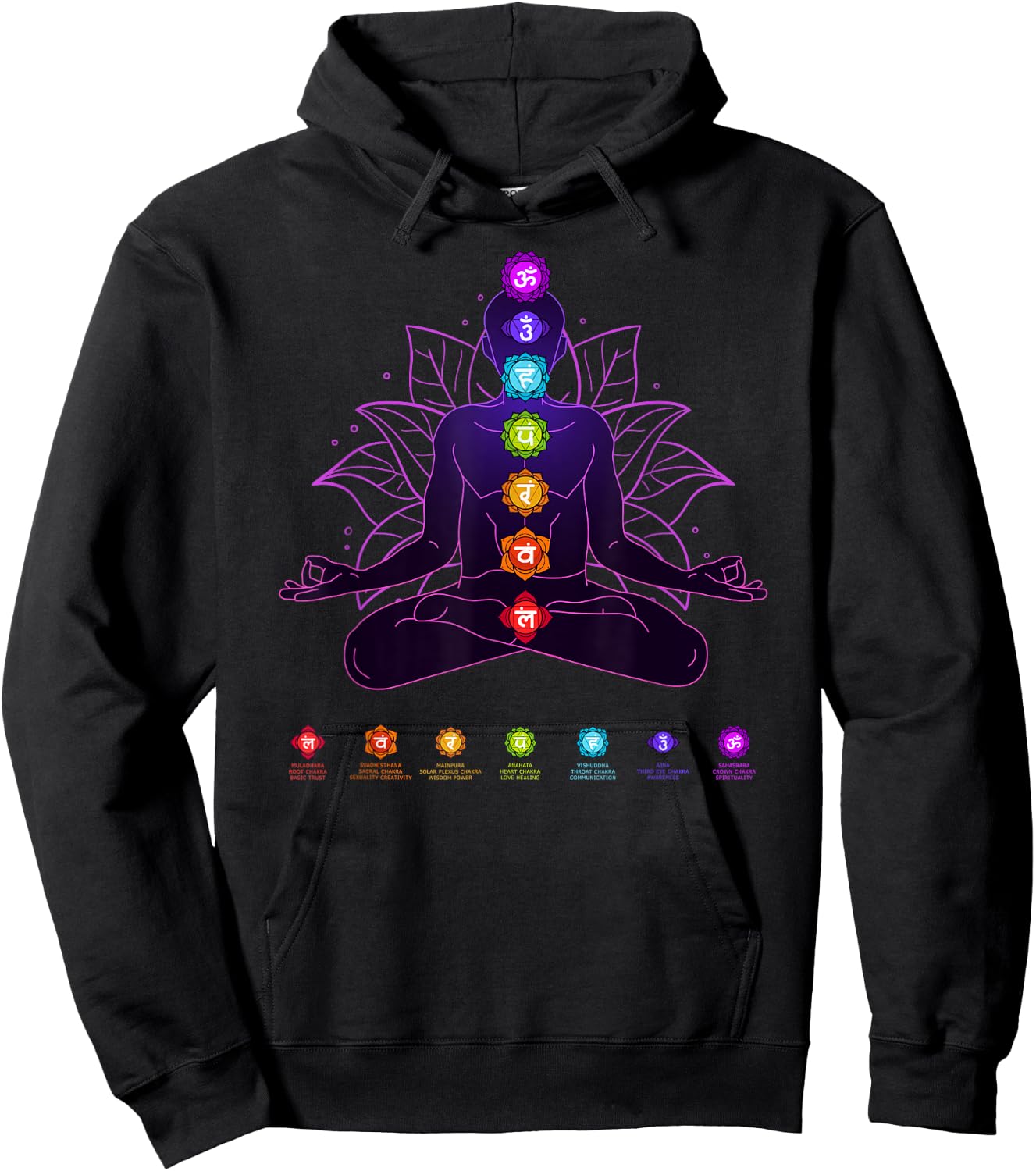 7 Seven Chakras Yoga Spiritual Body System Meditation White Hoodie - Hoodie | Black