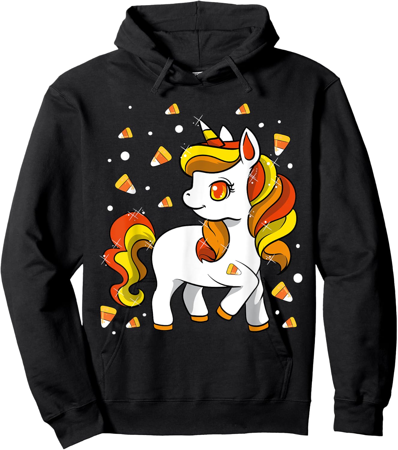 Kids Unicorn Candy Corn Shirt Girls Halloween Hoodie - Hoodie | Black