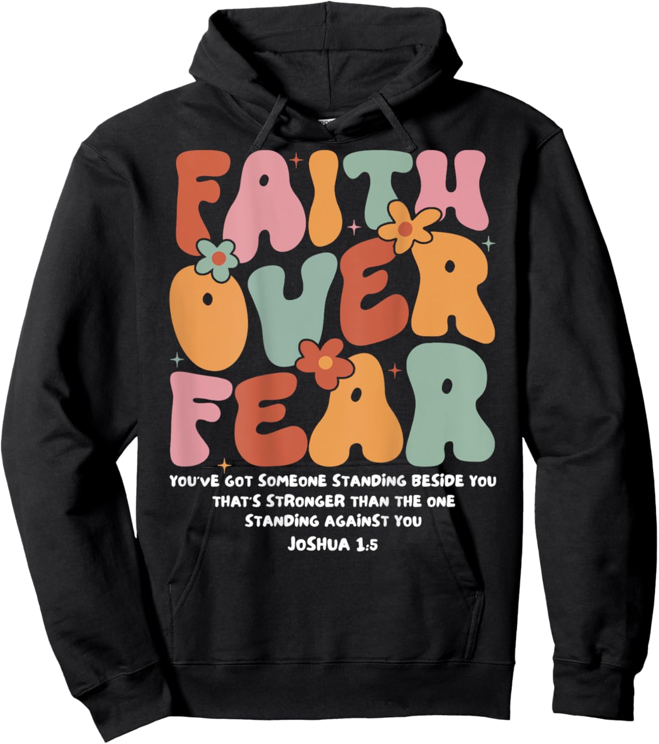 Faith Over Fear Christian Groovy Retro Men Women Kids Hoodie - Hoodie | Black