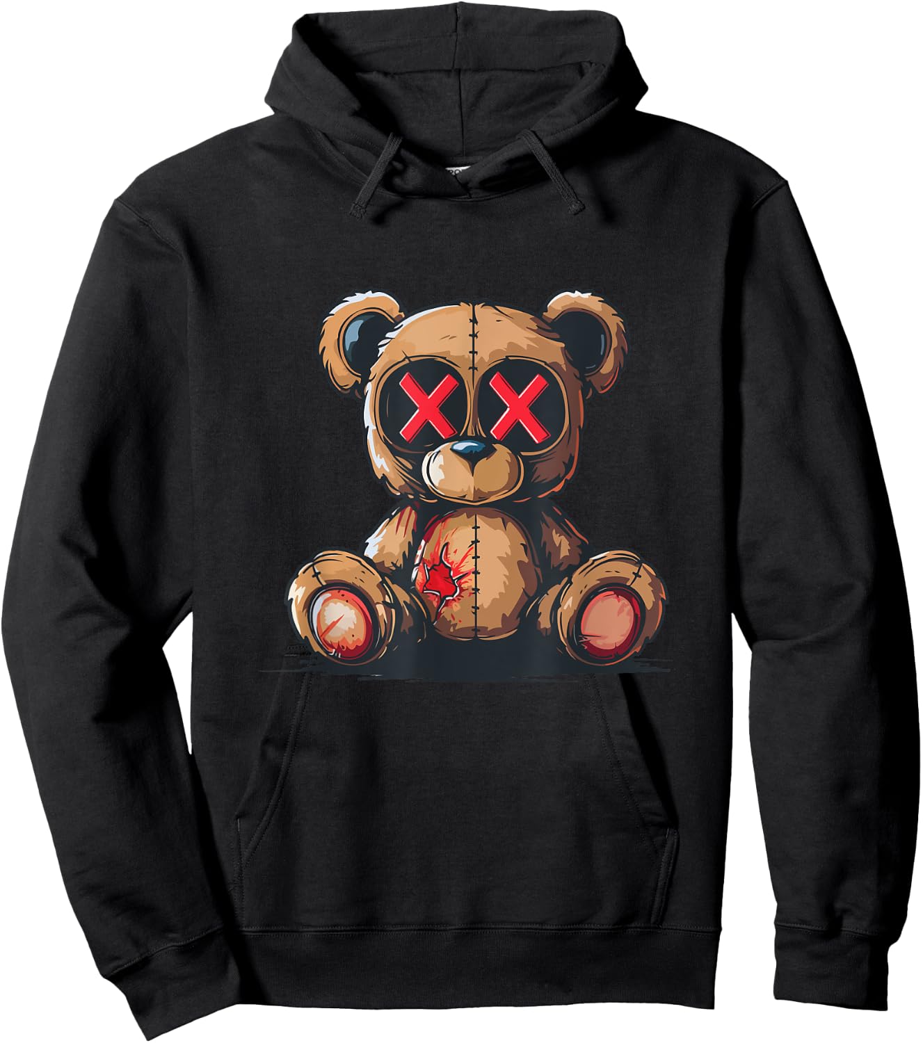 Stuffed Teddy Bear with X eyes Hoodie - Hoodie | Black