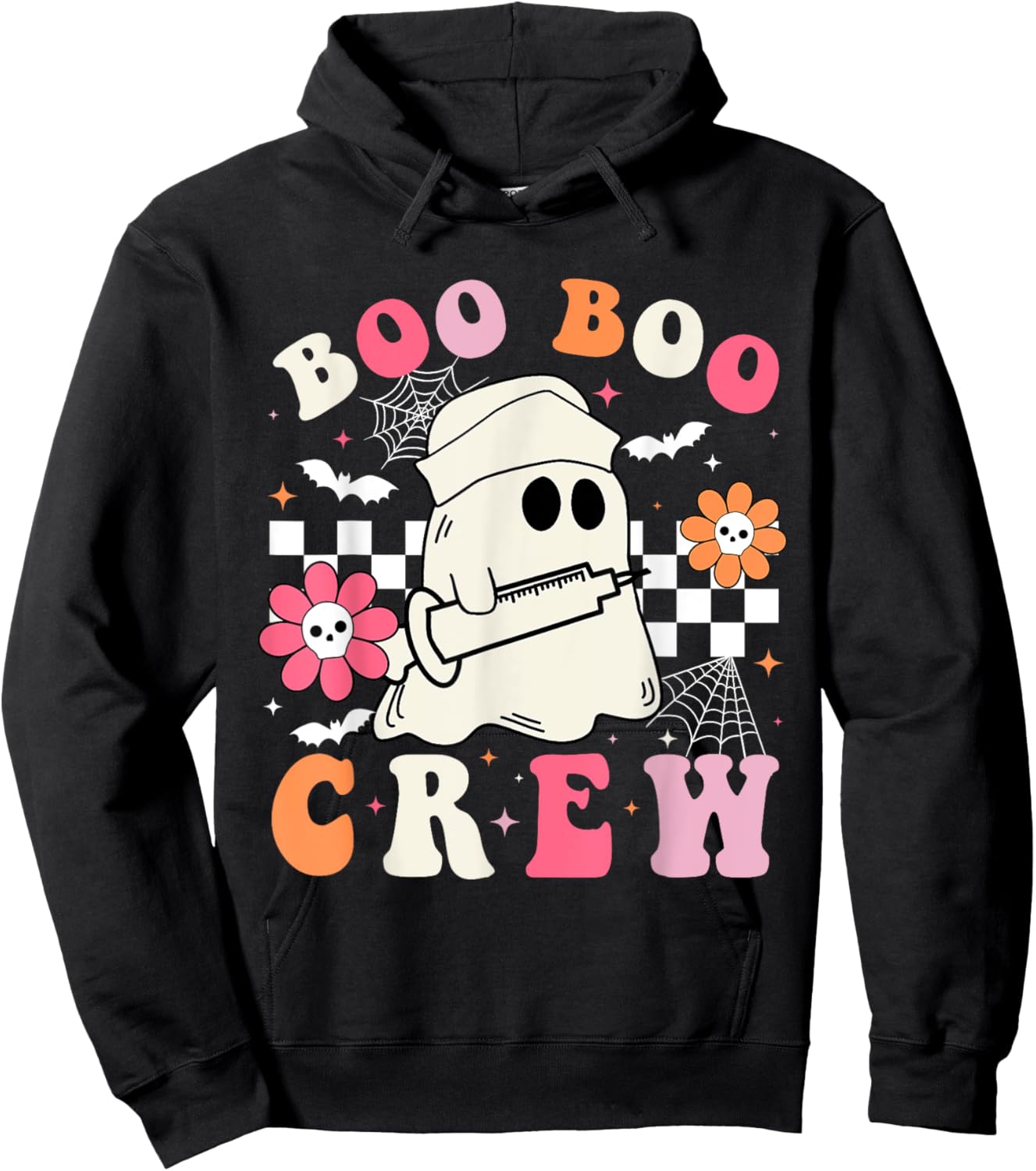 Boo Crew Nurse Halloween Outfits Men Kids Groovy Hoodie - Hoodie | Black
