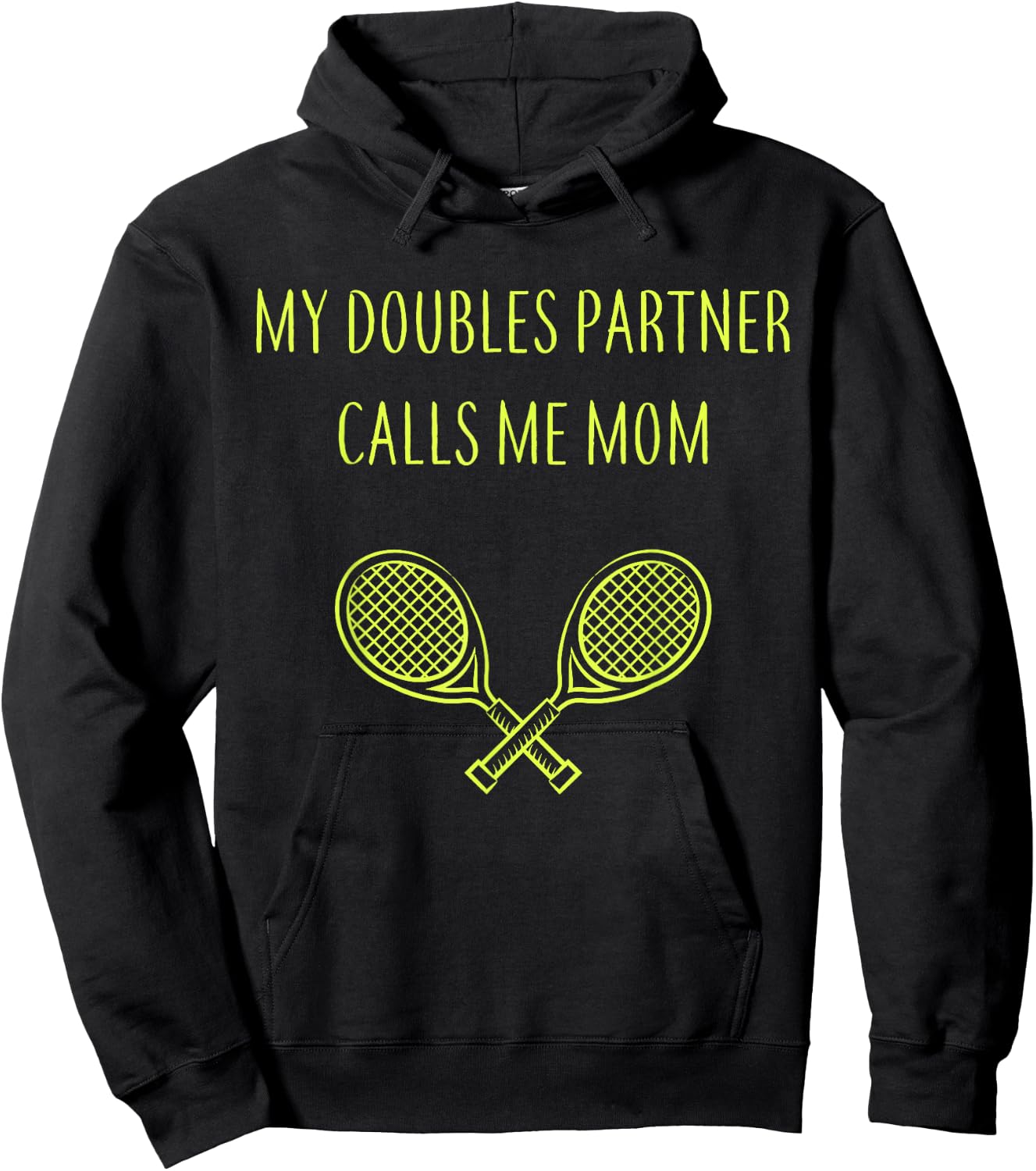 My Doubles Partner Calls Me Mom Daughter Mothers Day Tennis Hoodie - Hoodie | Black