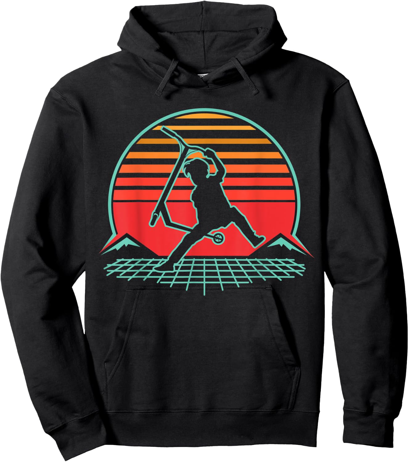 Scooter Stunt Retro Style Scooter Gift Boys Kids Youth Hoodie - Hoodie | Black