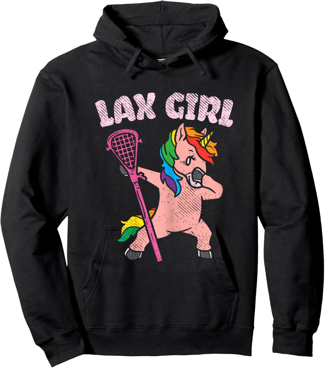 Lax Girl Unicorn Cute Animal Lacrosse Player Team Women Gift Hoodie - Hoodie | Black