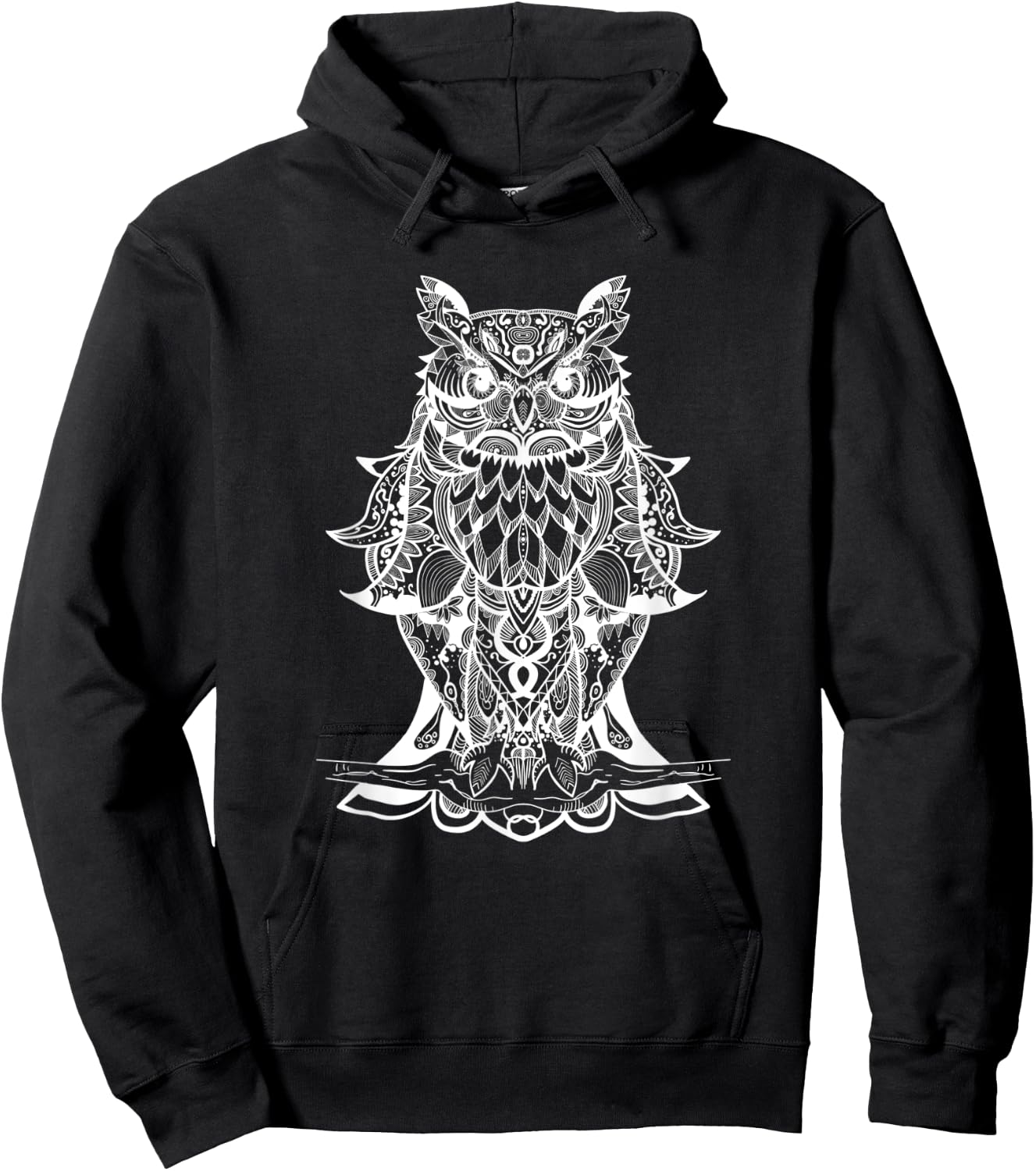 Geometric Owl - Sacred Geometric Mandala Animal Hoodie - Hoodie | Black
