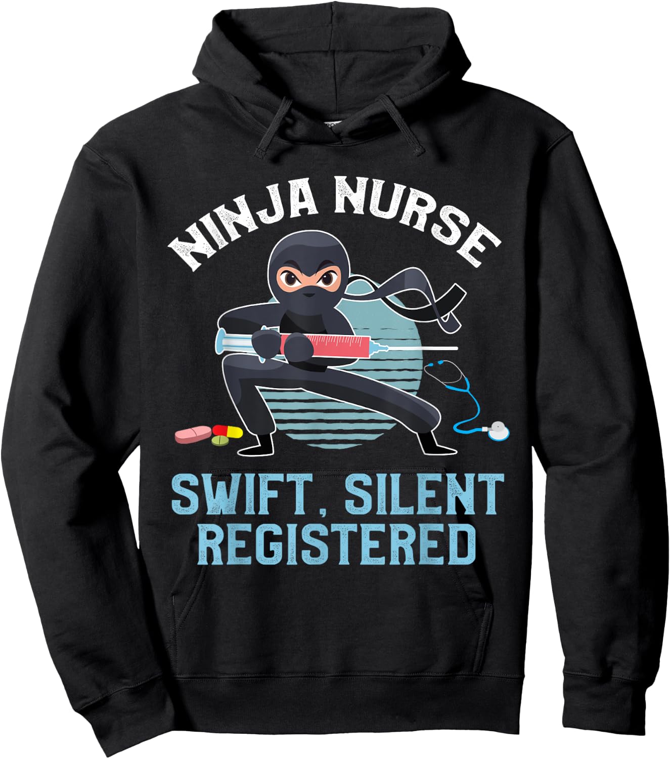 Funny Ninja Nurse Swift Silent Registered Nursing Frontliner Hoodie - Hoodie | Black