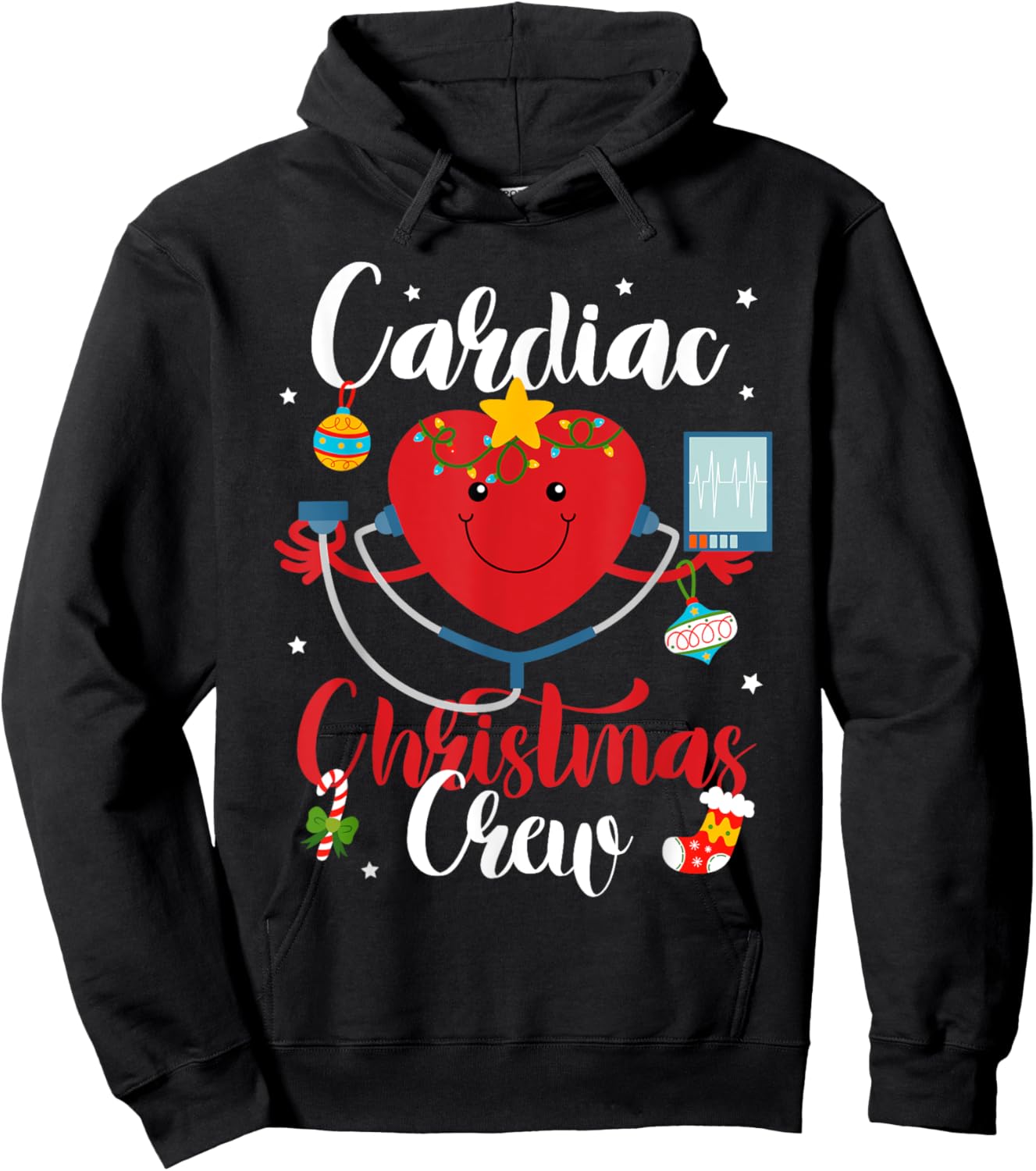 Cardiac Christmas Crew Cardiac Nurse Hoodie - Hoodie | Black