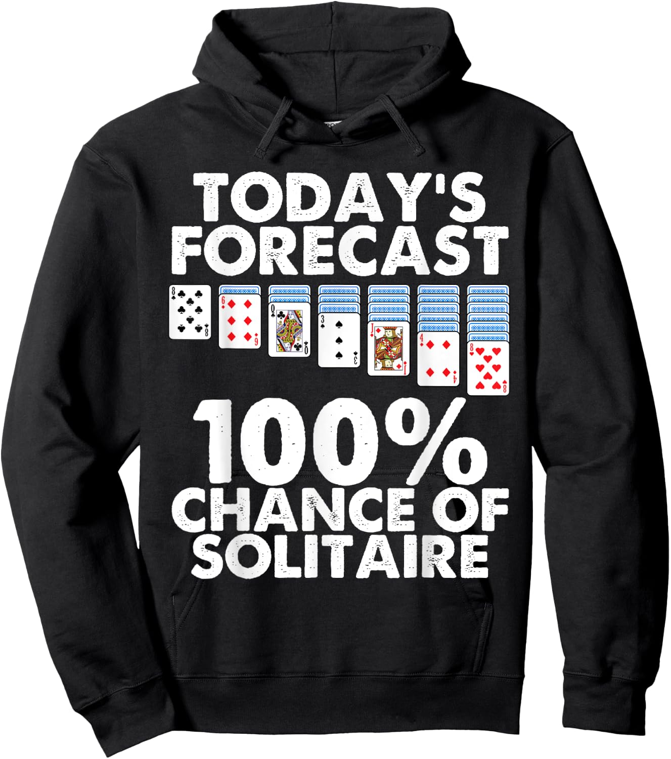 Funny Solitaire Gift Men Women Cool Card Game Lover Players Hoodie - Hoodie | Black