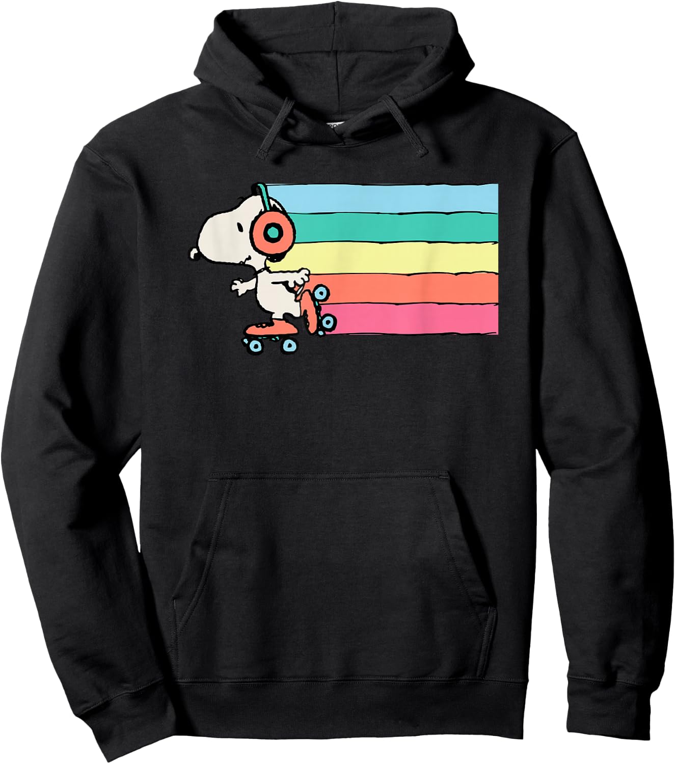 Peanuts Snoopy Roller Skating Rainbow Hoodie - Hoodie | Black