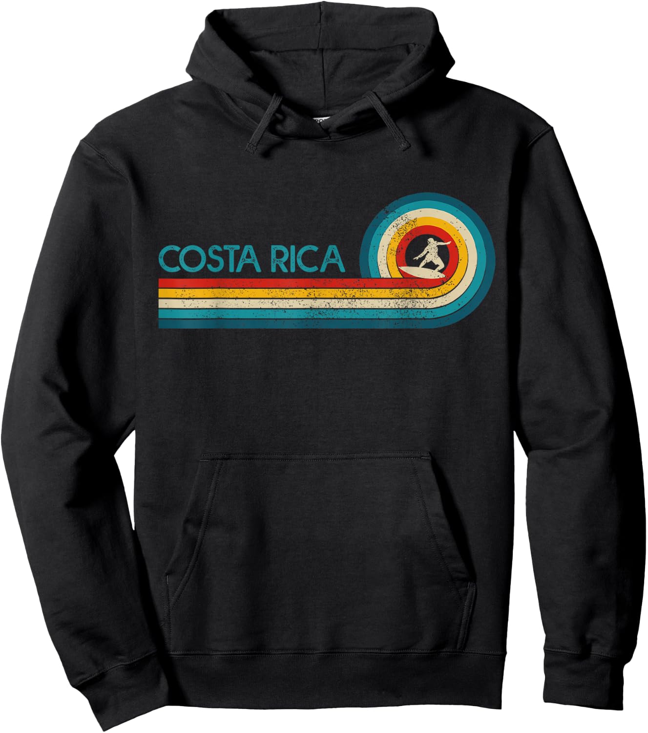 Costa Rica Vintage Surfer Souvenir Surf Hoodie - Hoodie | Black