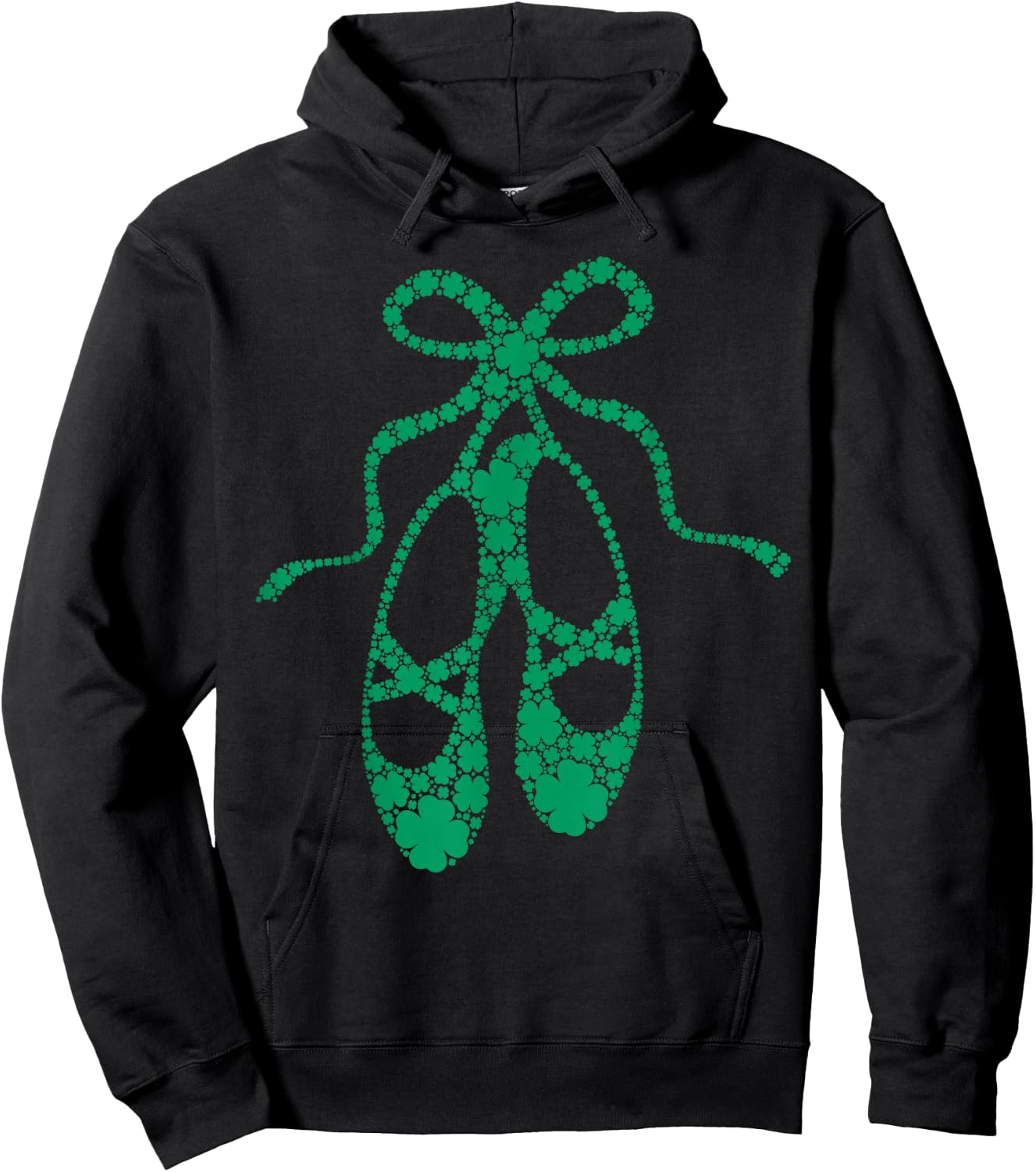 Ballerina Dance Shoes Shamrock Clovers St Patricks Day Girls Hoodie - Hoodie | Black