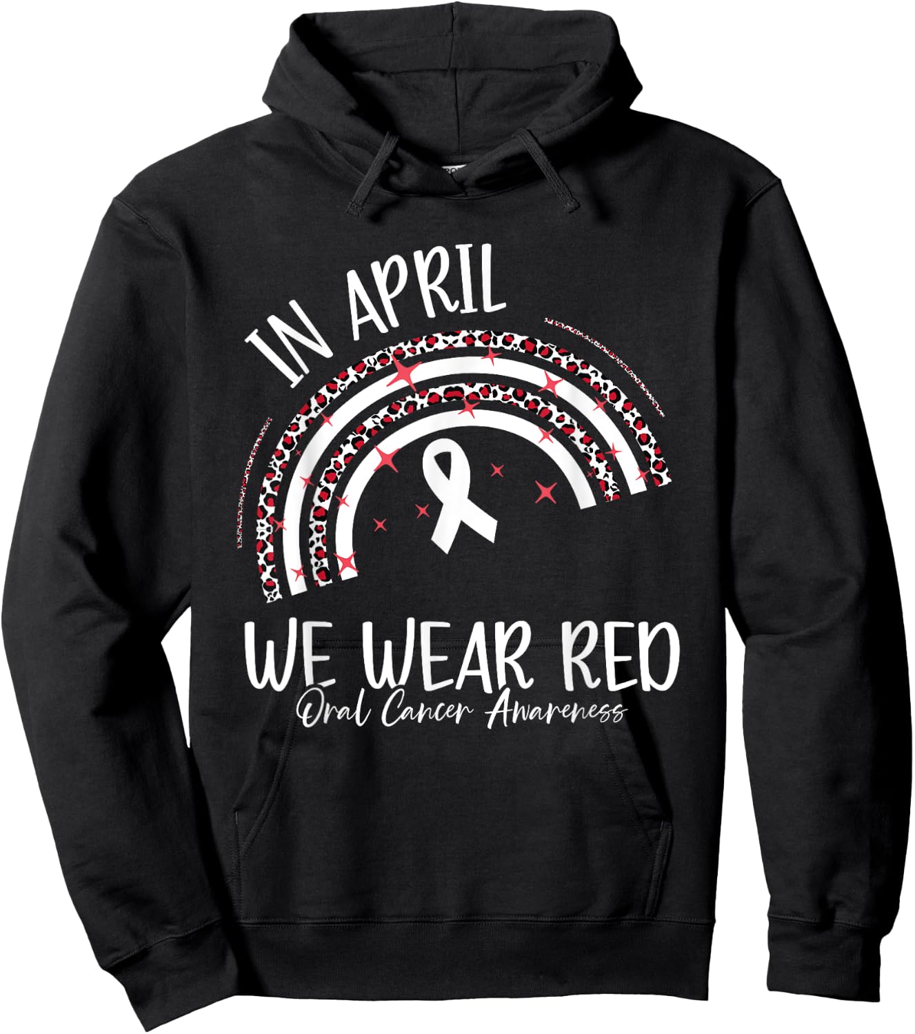 In April We Wear Red Oral Cancer Awareness Month Hoodie - Hoodie | Black