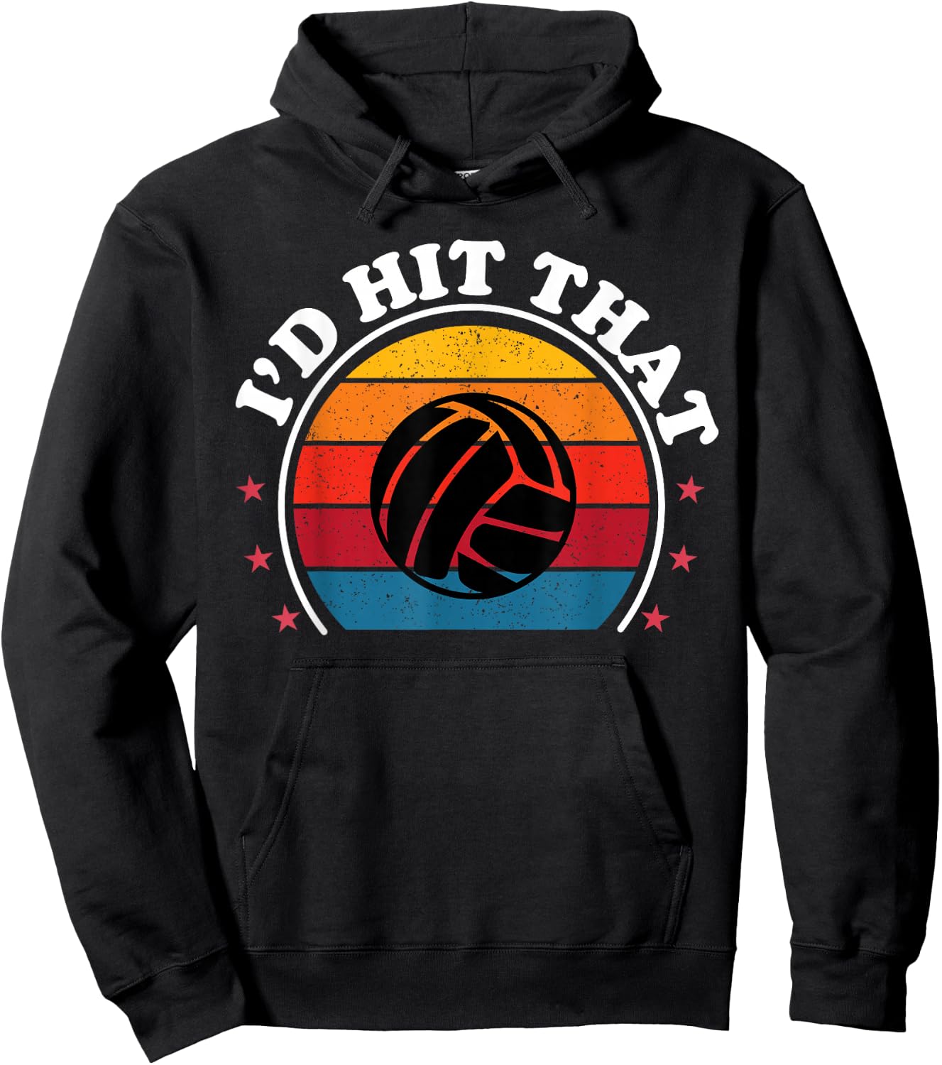 Retro I'd Hit That Funny Volleyball Player Girls Women Hoodie - Hoodie | Black