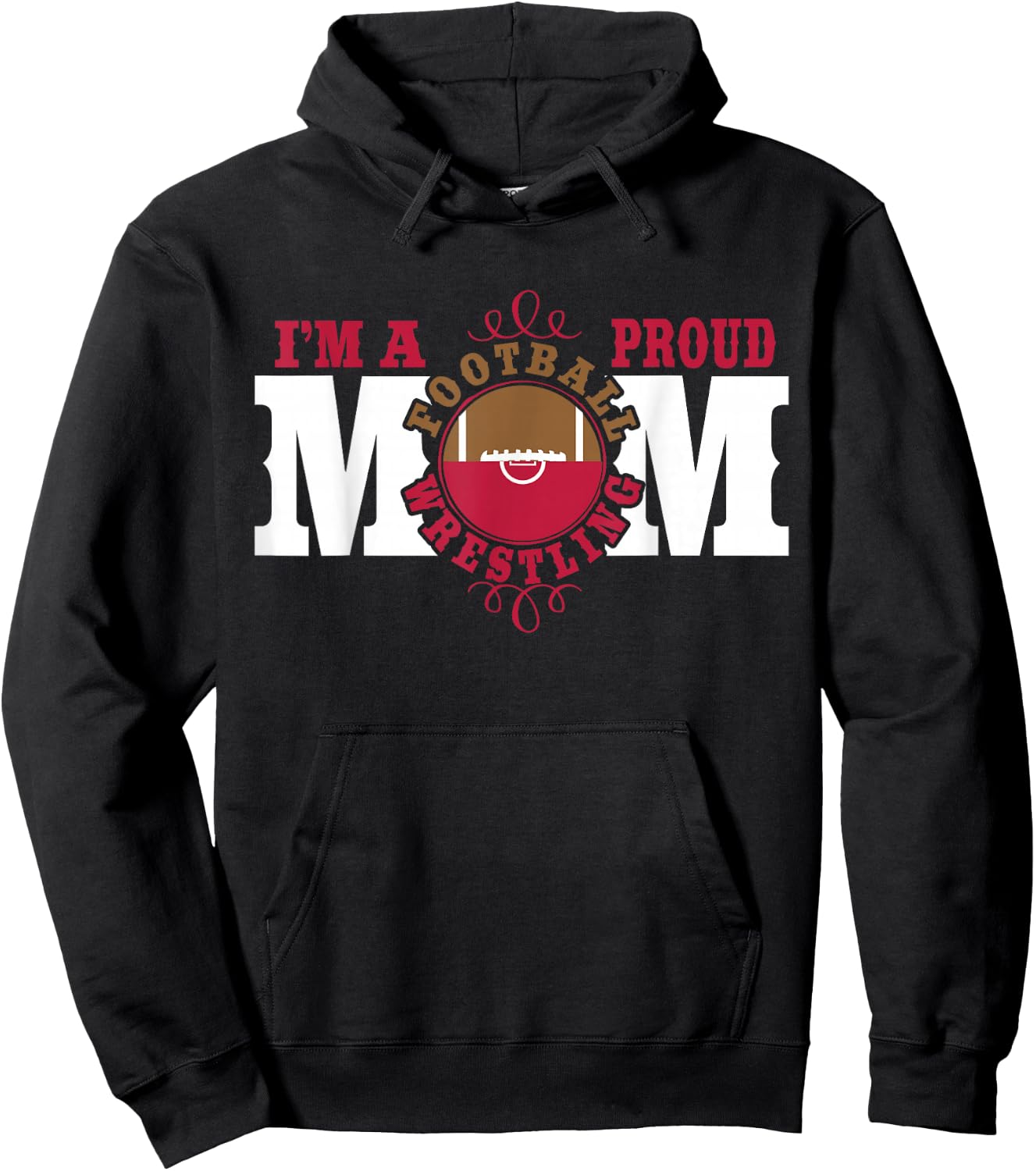 I'm a Proud Football Wrestling Mom - Combined Sports Hoodie - Hoodie | Black
