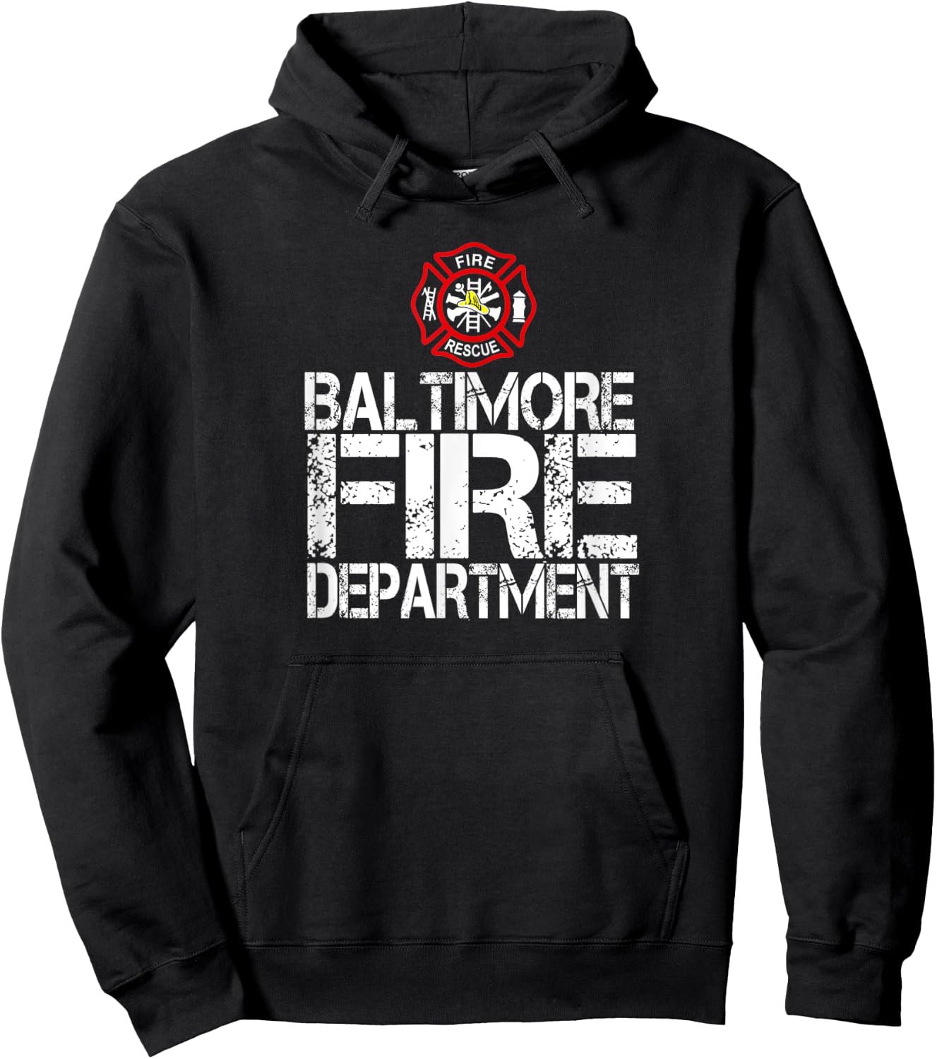 Baltimore Fire Dept with Florian Cross Family Kids Adults Hoodie - Hoodie | Black