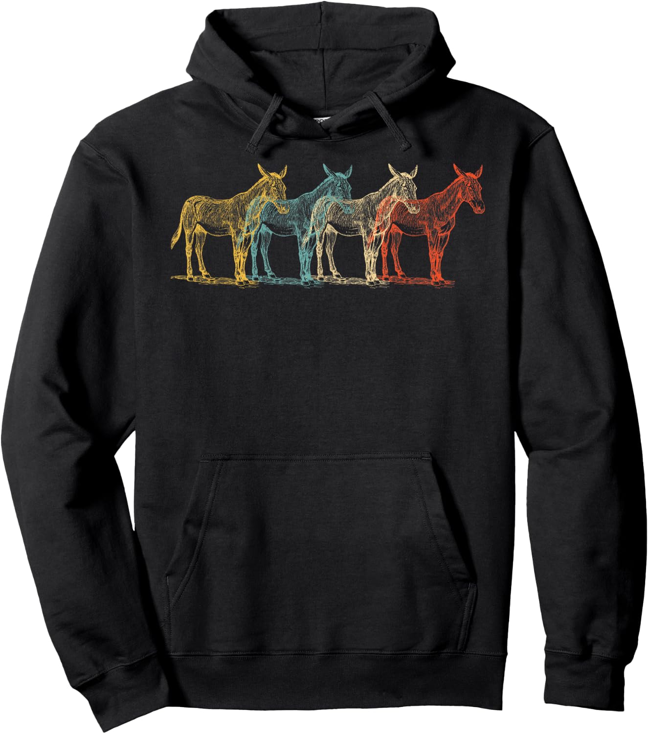 Mule Vintage Retro Donkey Horse Hybrid Lover 60s 70s Gift Hoodie - Hoodie | Black