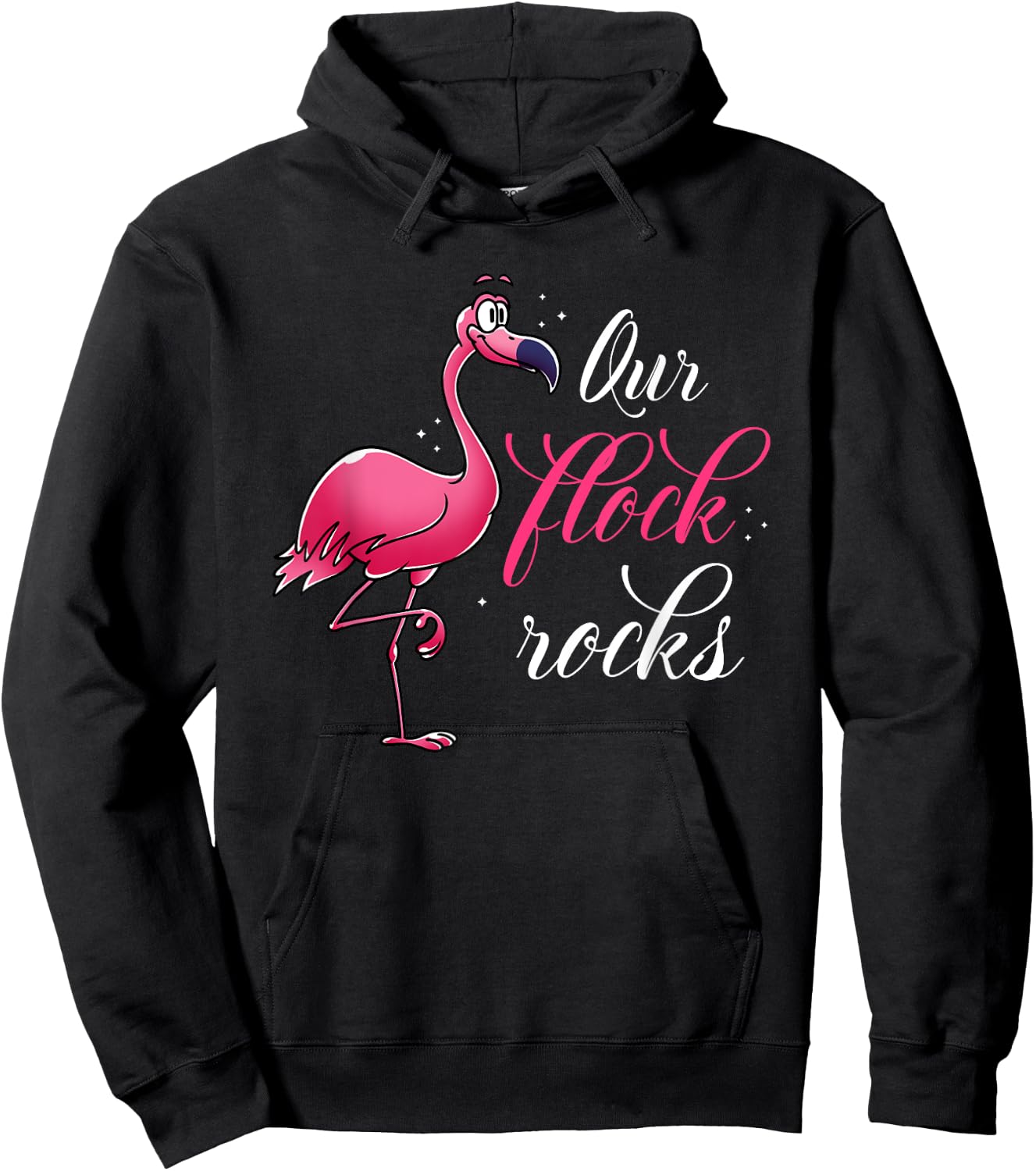 Our Flock Rocks Flamingo Hoodie - Hoodie | Black
