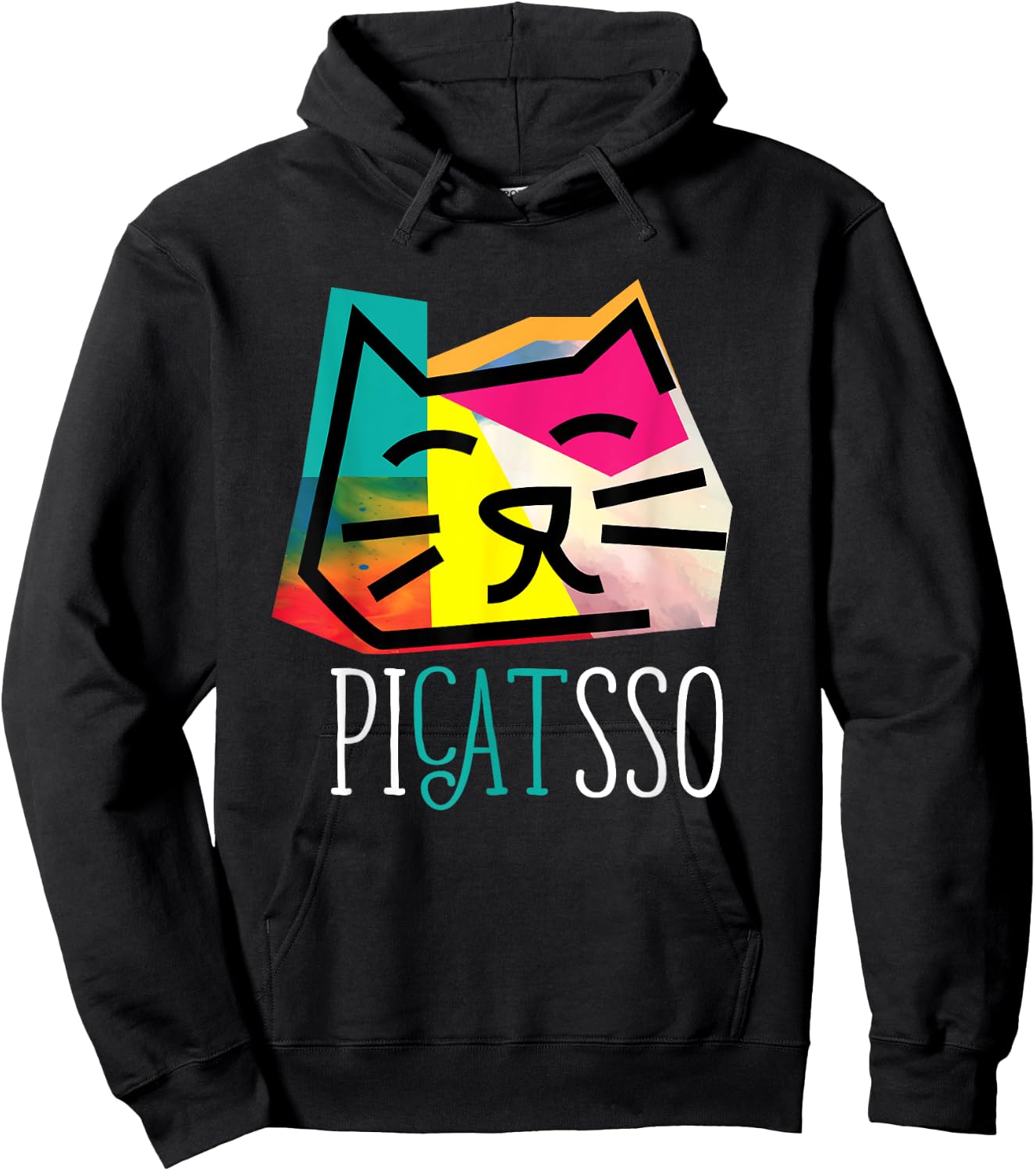 Artist I Art Teacher I Picatsso I Funny Abstract Cat Women Girls Kids Hoodie - Hoodie | Black