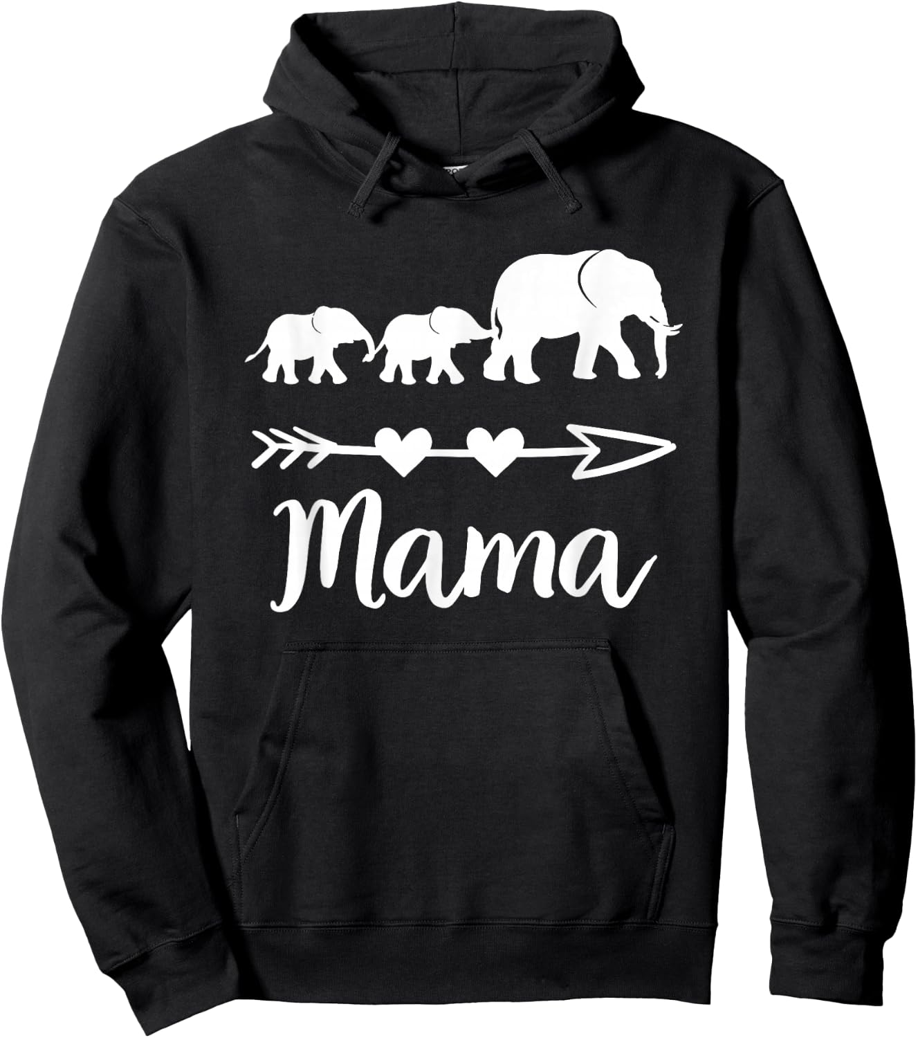 Mama Elephant 2 Babies Kids Mom of Two Cute Mothers Day Hoodie - Hoodie | Black