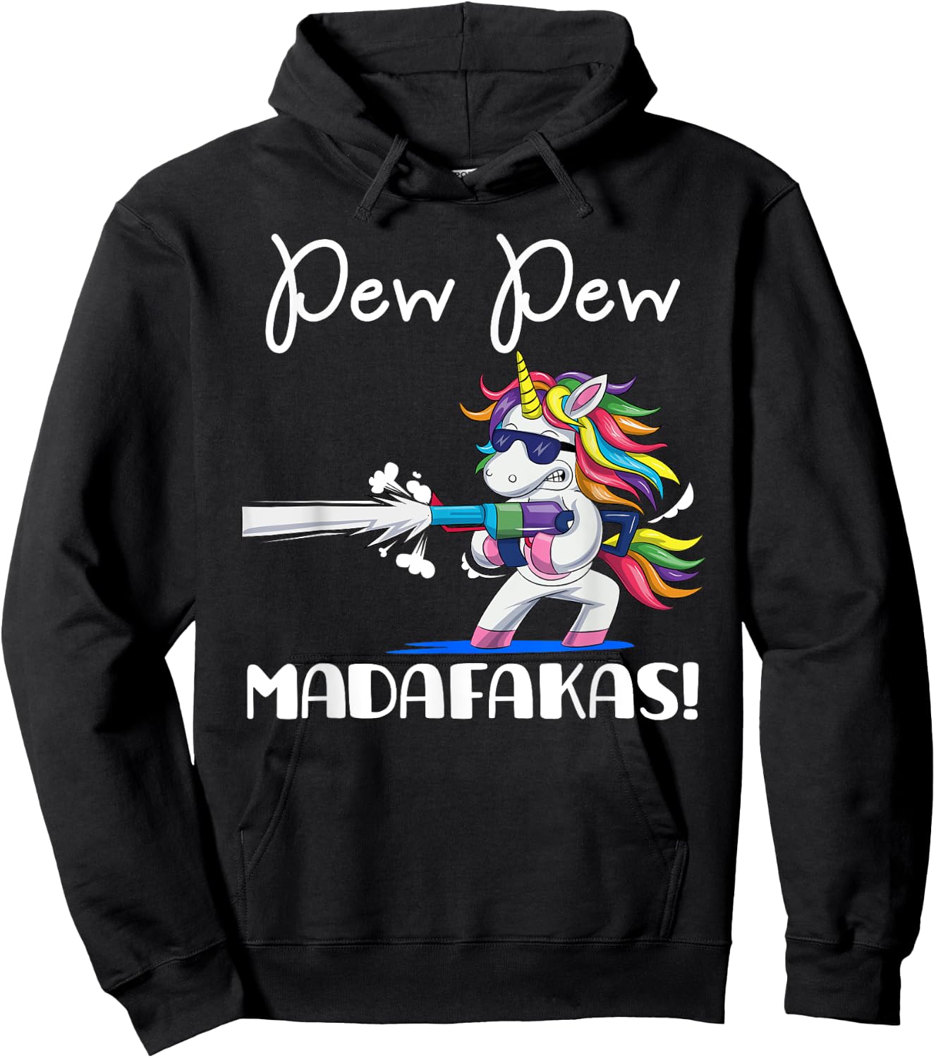 Unicorn PewPewPew Madafakas Crazy Pew Unicorn Funny Gift Hoodie - Hoodie | Black