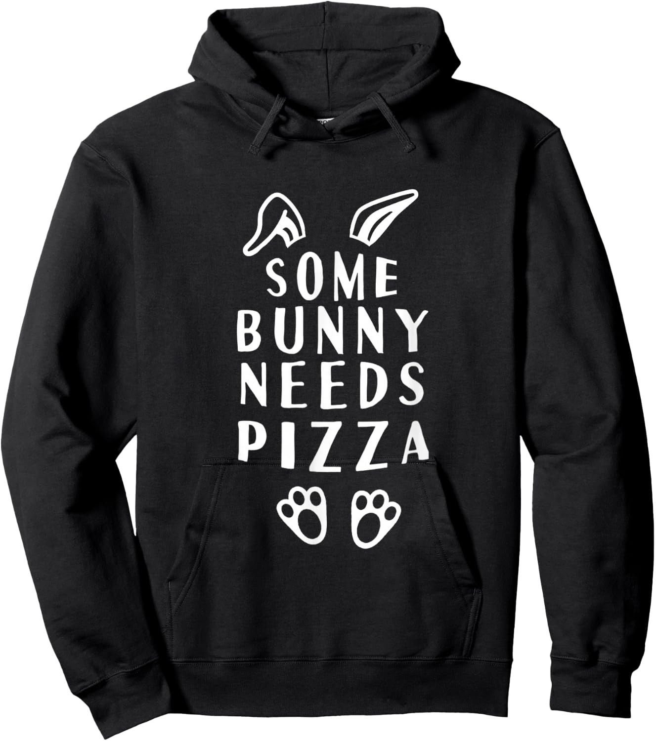 Some Bunny Needs Pizza Funny Easter Hoodie - Hoodie | Black