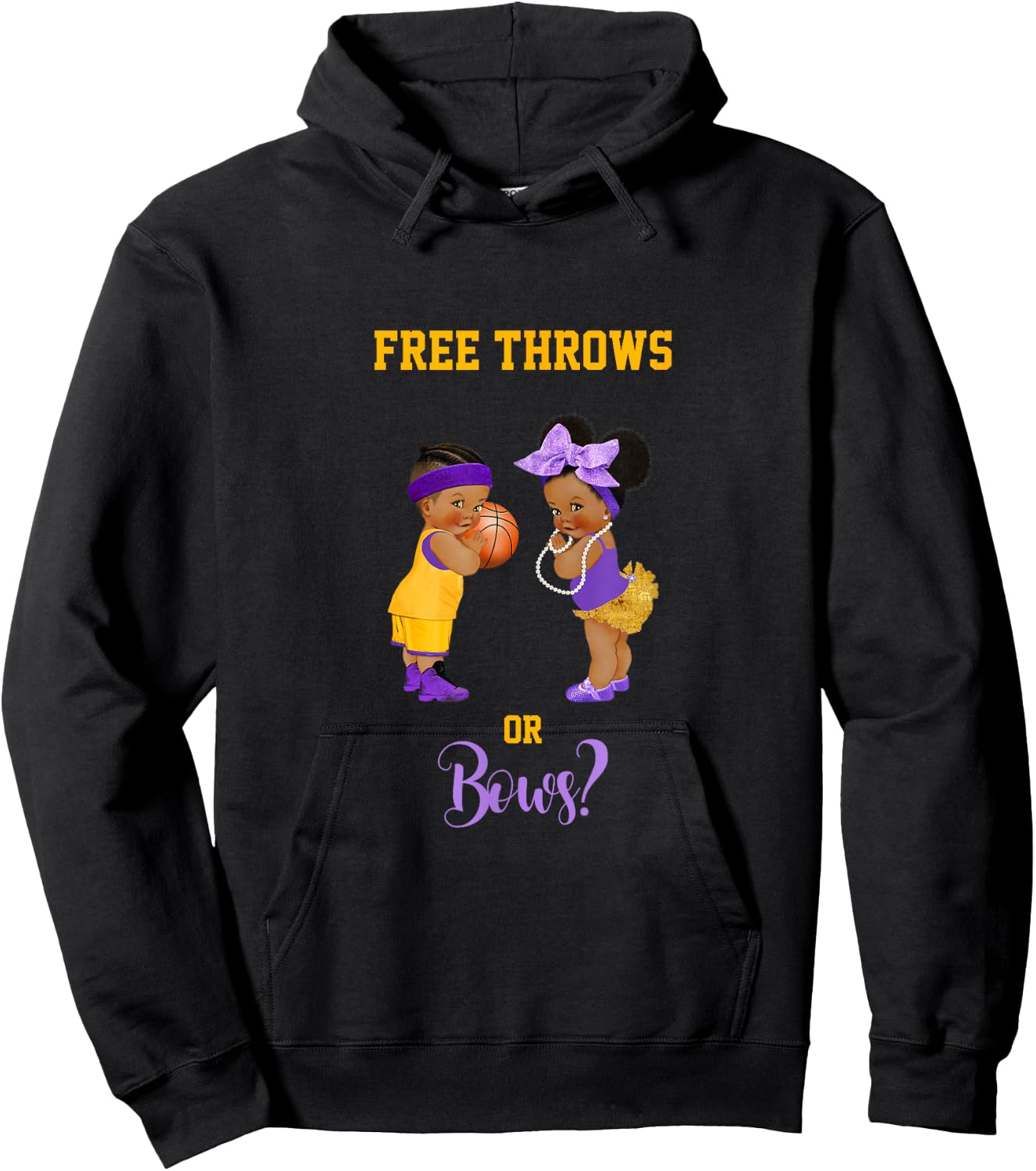 Free Throws or Bows? Basketball Baby Gender Reveal Hoodie - Hoodie | Black
