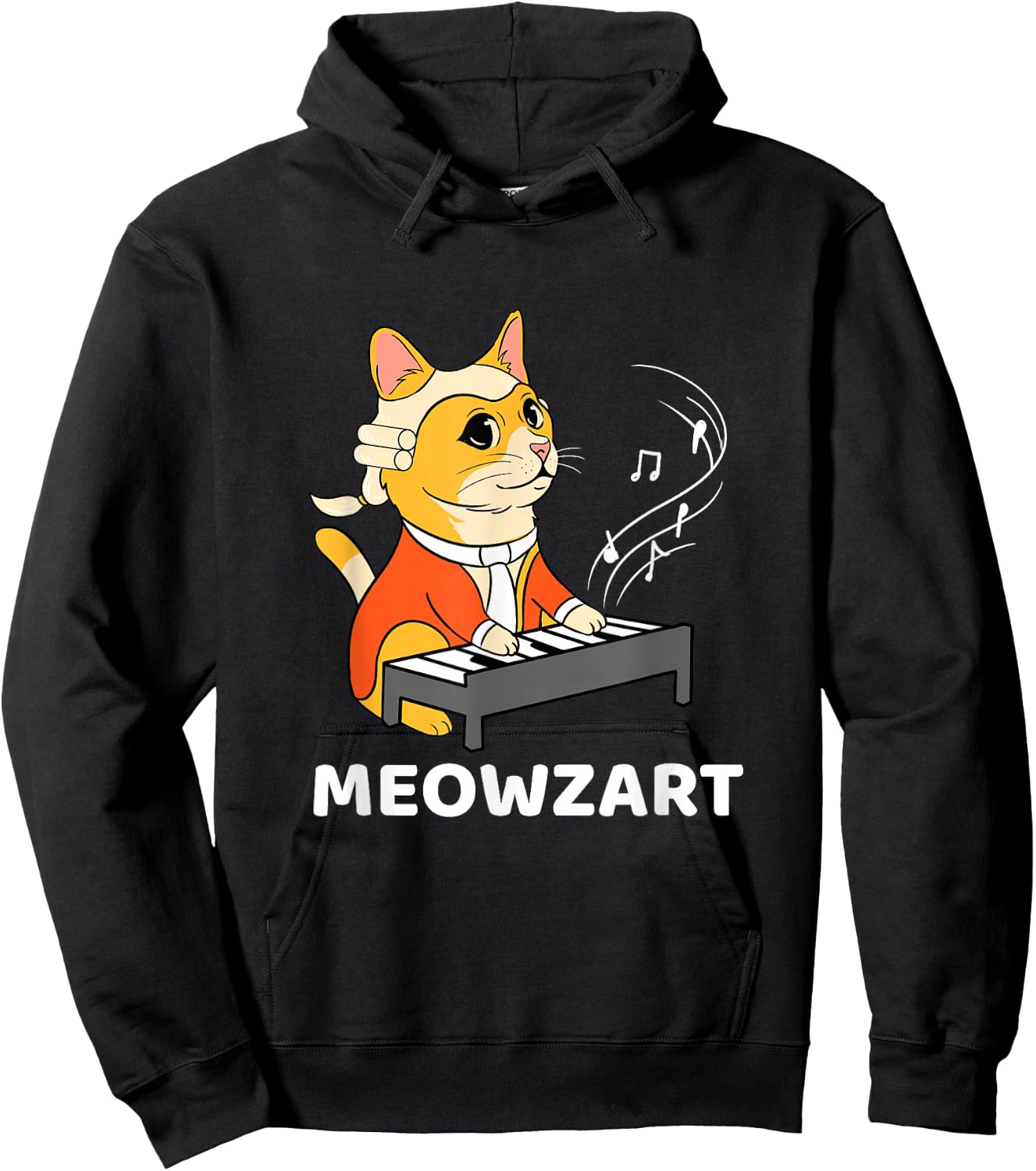 Meowzart Cat Playing Piano Hoodie - Hoodie | Black