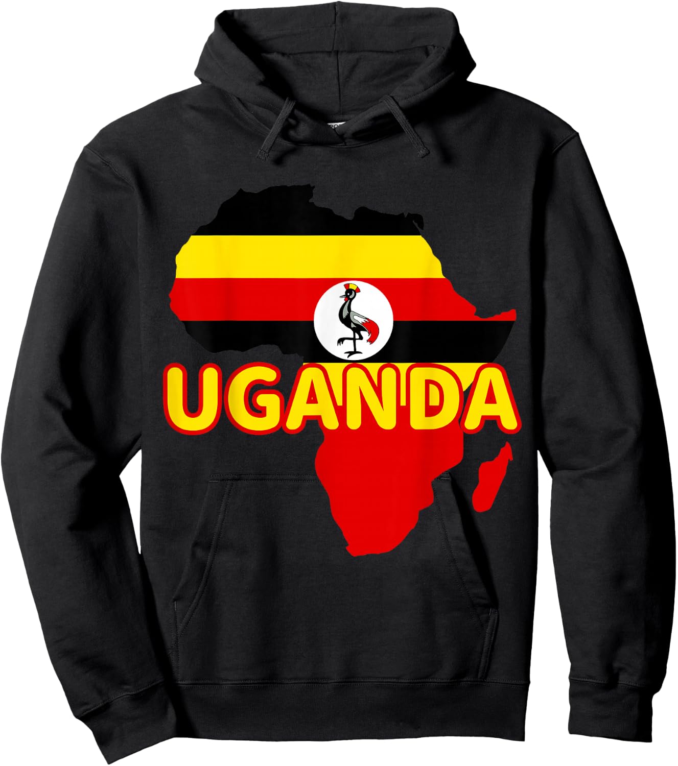 Uganda Ugandan Pride Flag Map Africa Print Hoodie - Hoodie | Black