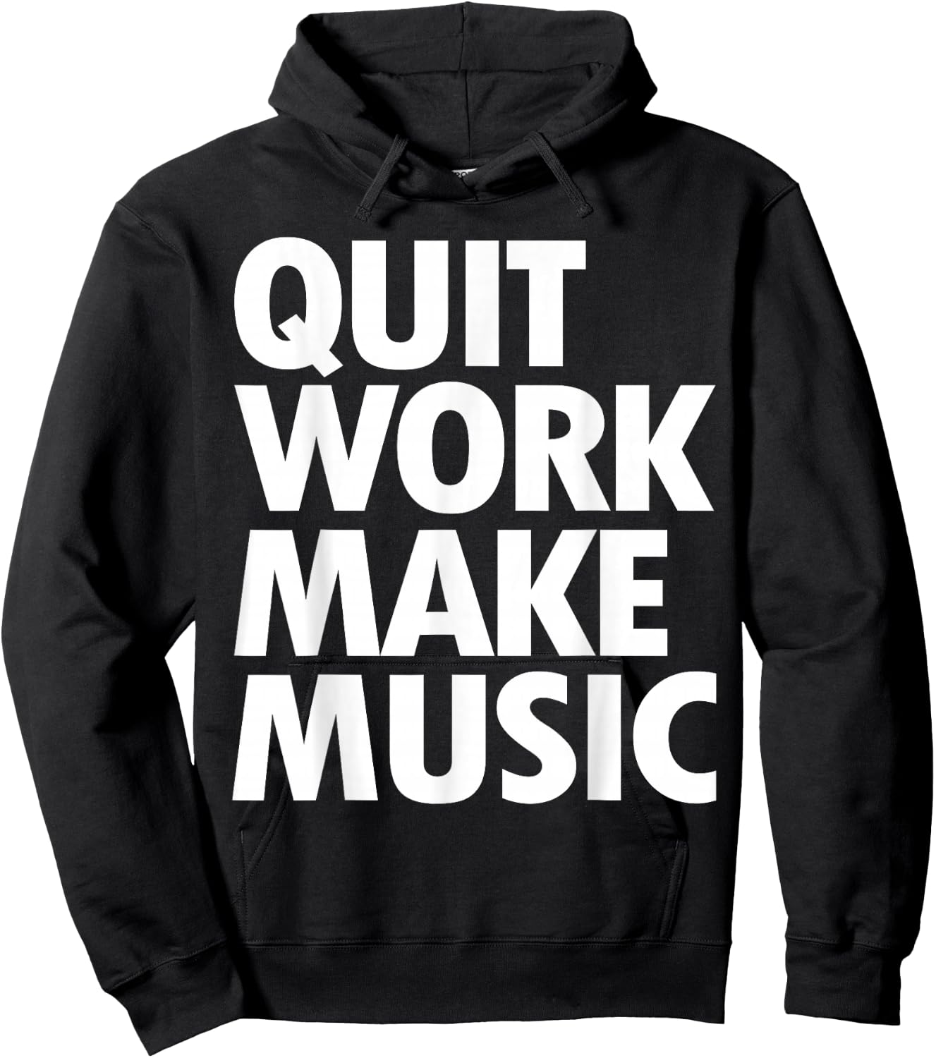 Quit Work Make Music Short Sleeve Hoodie - Hoodie | Black