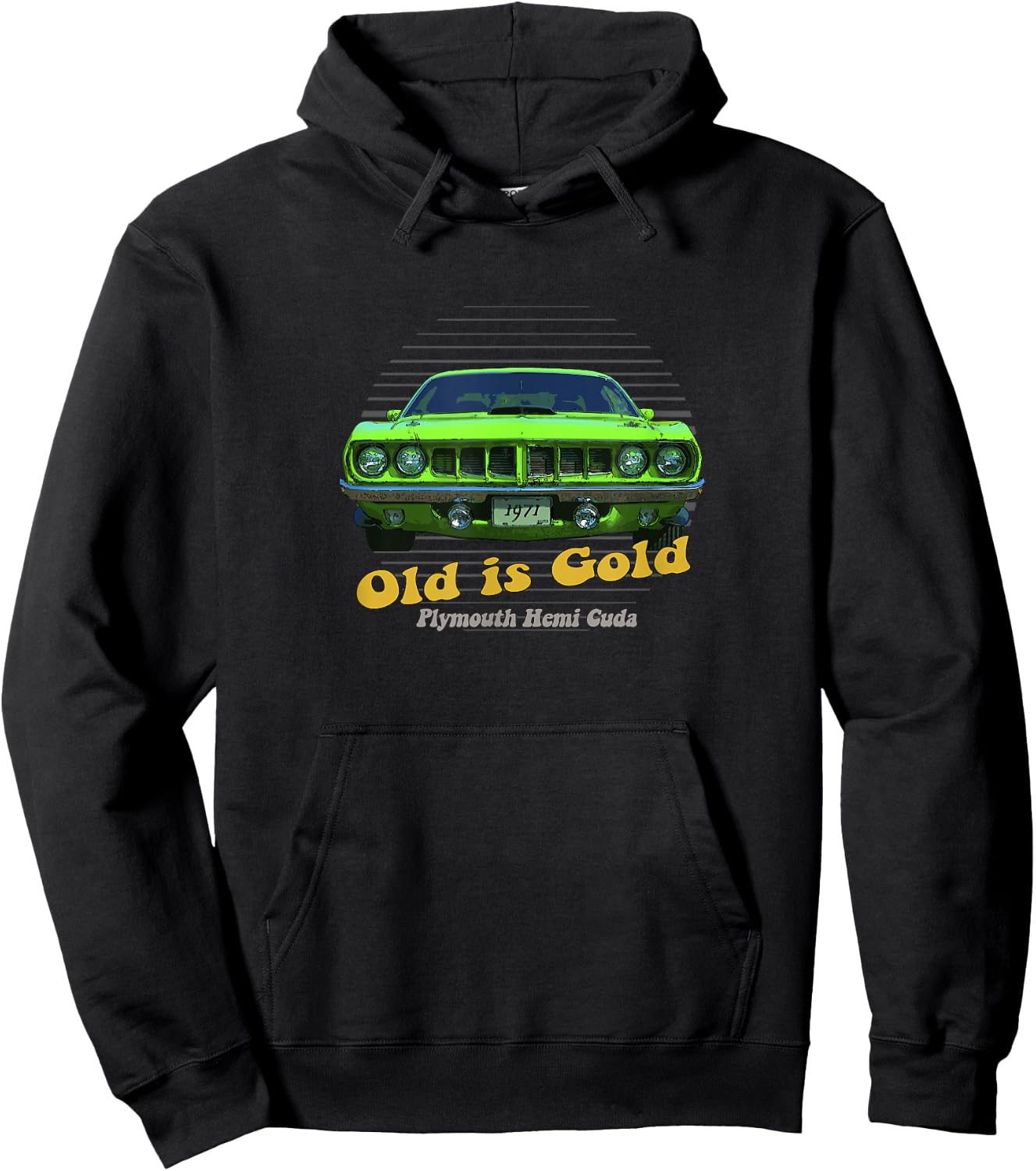 Plymouth Hemi Cuda American Muscle Car Old is Gold Hoodie - Hoodie | Black