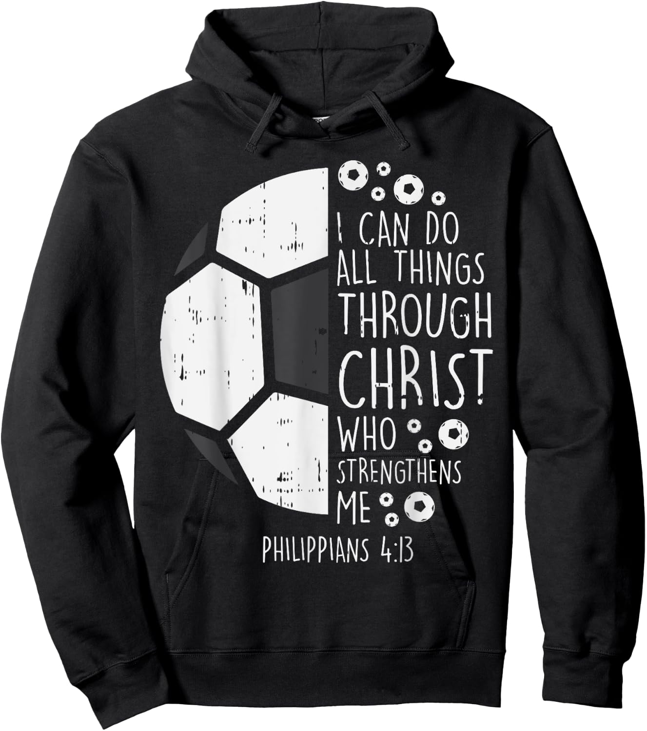 Soccer Footbal i can do things Bible God Jesus Gift Hoodie - Hoodie | Black