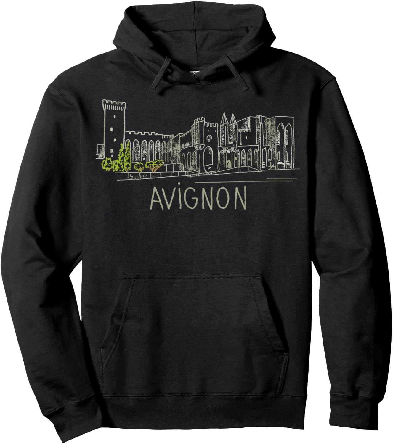 Avignon France Unique Hand Drawn Art Gift Men Women Hoodie - Hoodie | Black
