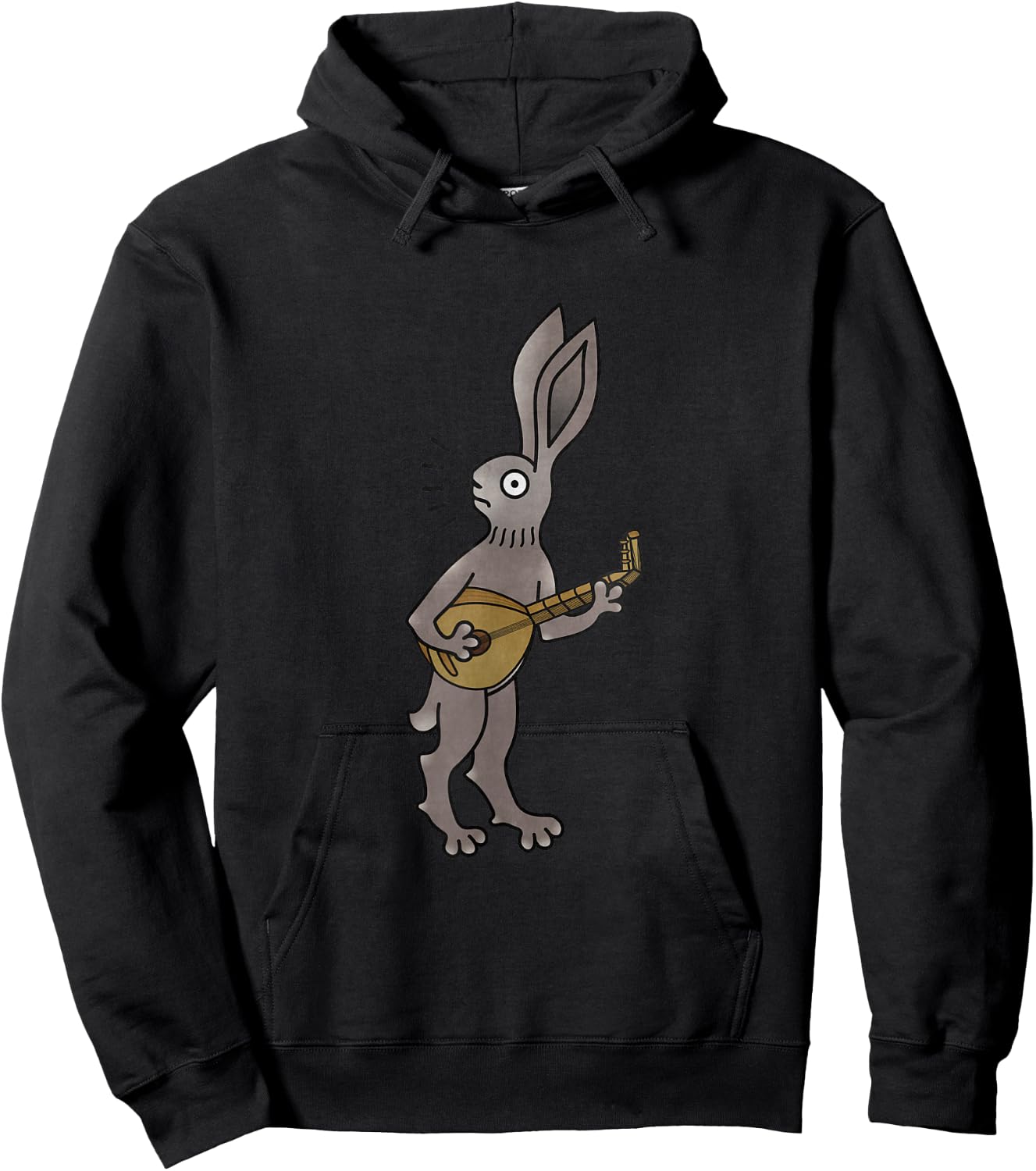 Troubadour rabbit with lute Medieval Marginalia MargiKnights Hoodie - Hoodie | Black