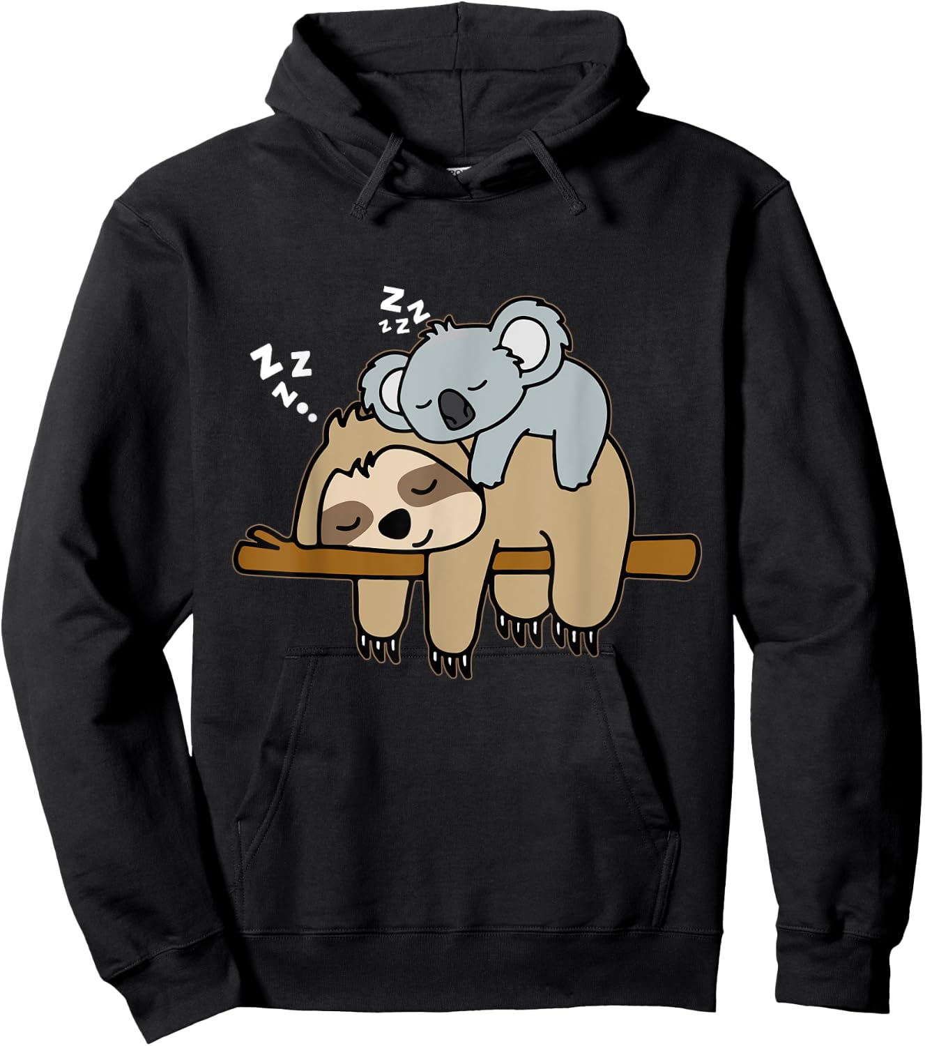 Funny Cute Lazy Sloth & Baby Koala Mama Bear Nap Hoodie - Hoodie | Black