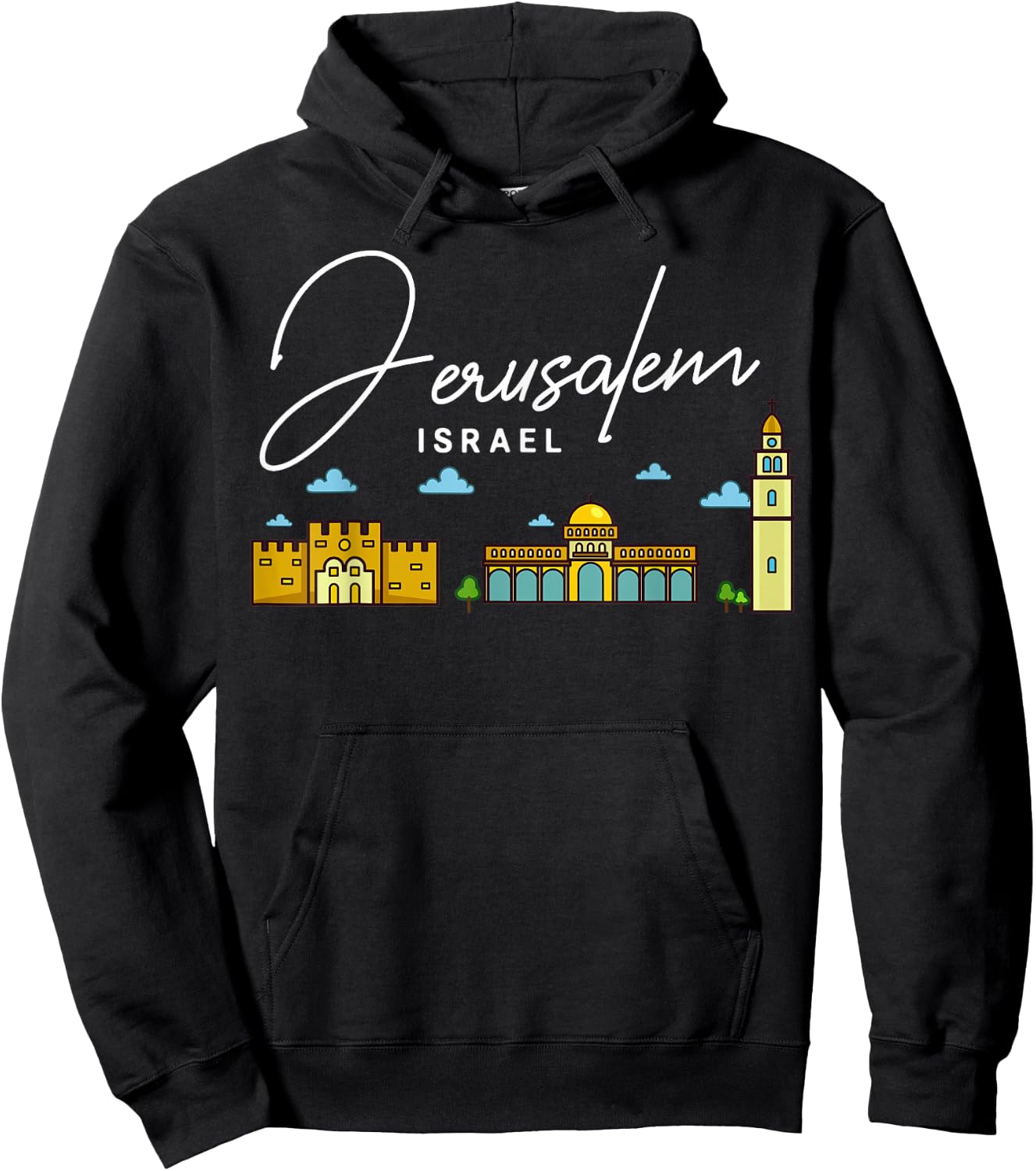 Jerusalem Israel City Skyline Map Travel Hoodie - Hoodie | Black