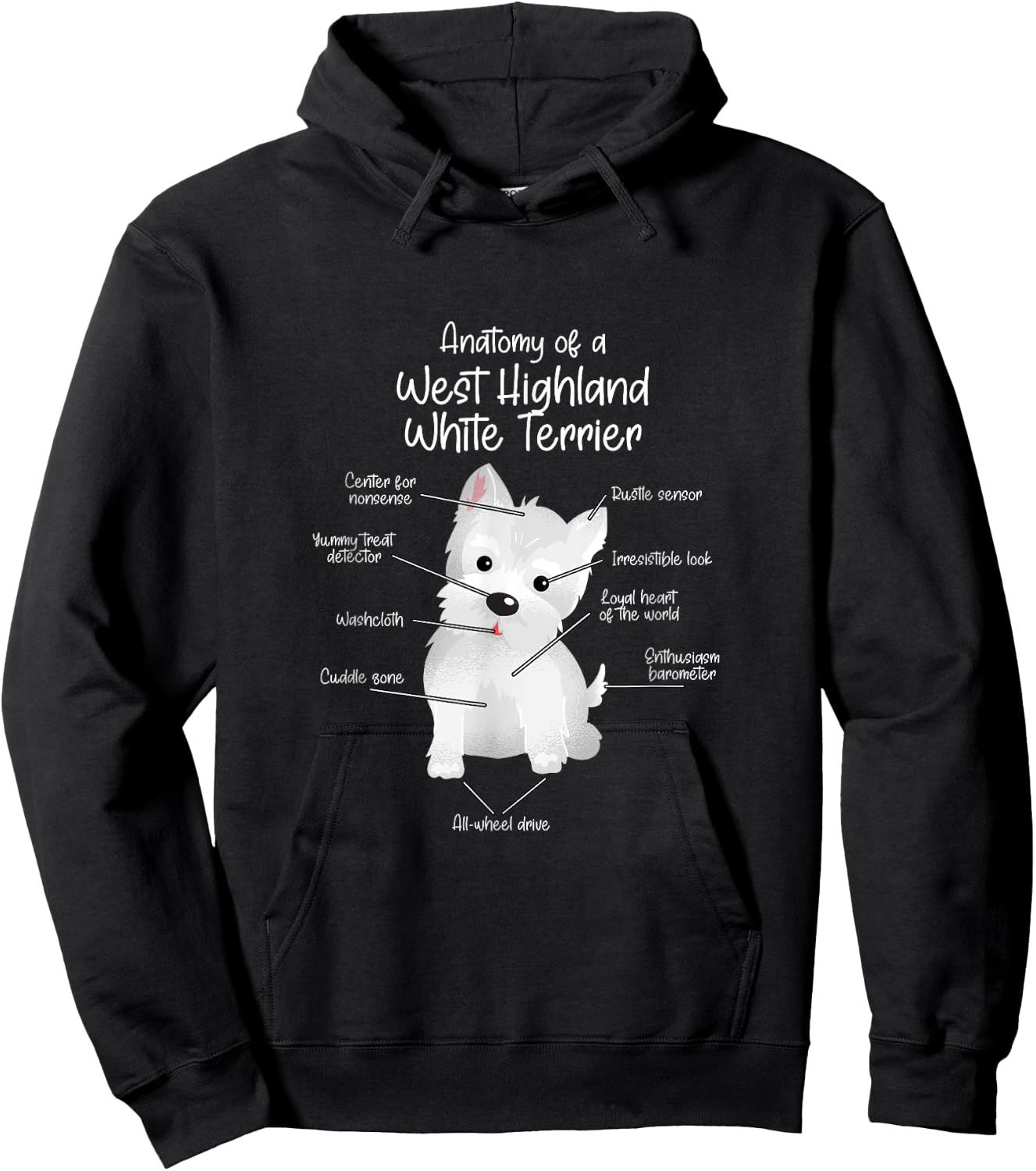 Anatomy of a West Highland White Terrier | Westie Dog dogs Men Women Girls Kids Hoodie - Hoodie | Black