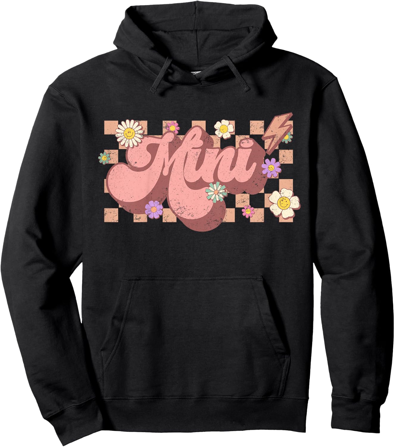 Mama And Mini , Matching Groovy Mommy and Me, Smile Mini Hoodie - Hoodie | Black
