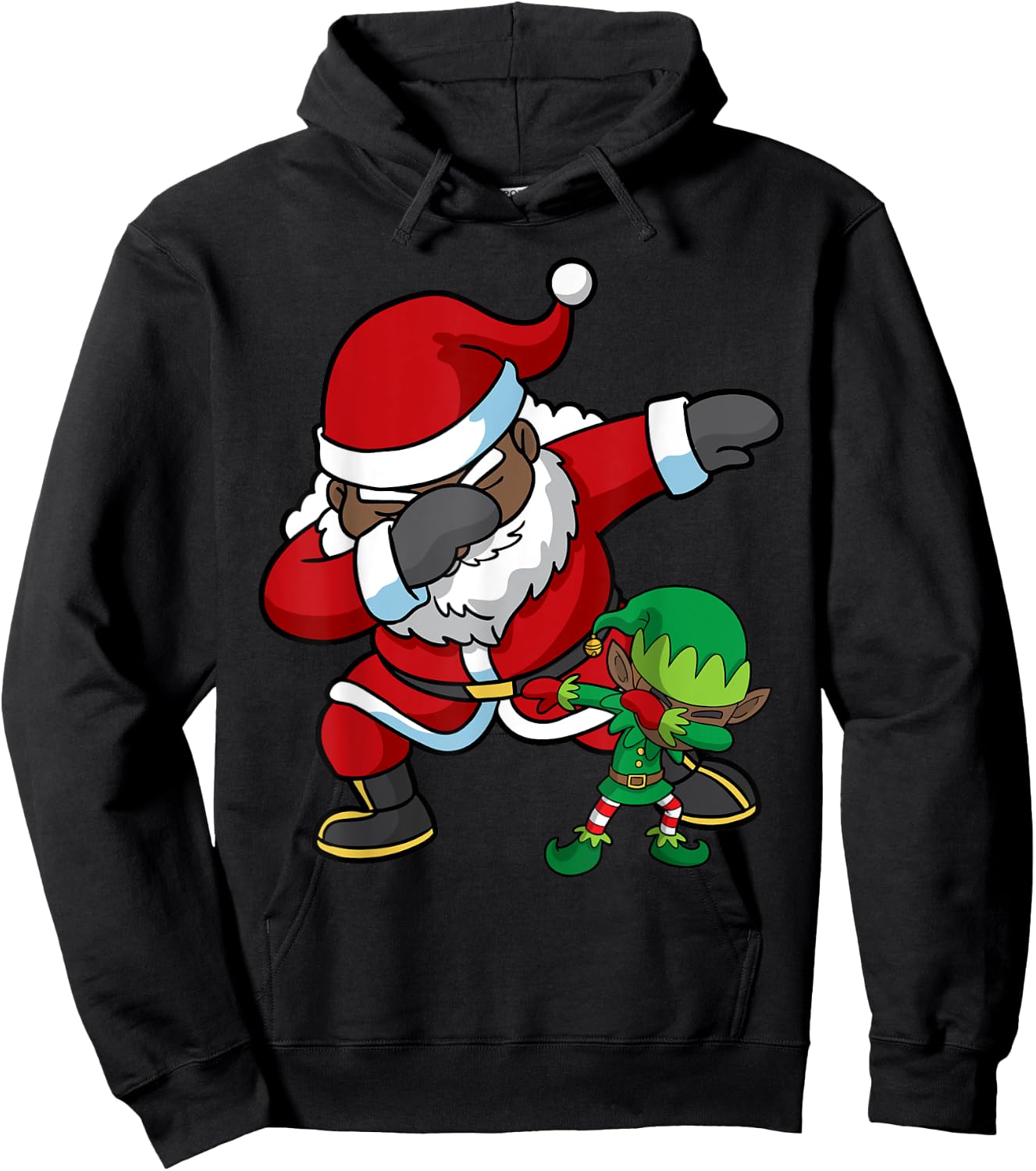 Christmas African American Dabbing Santa Claus Elf Dab Gift Hoodie - Hoodie | Black