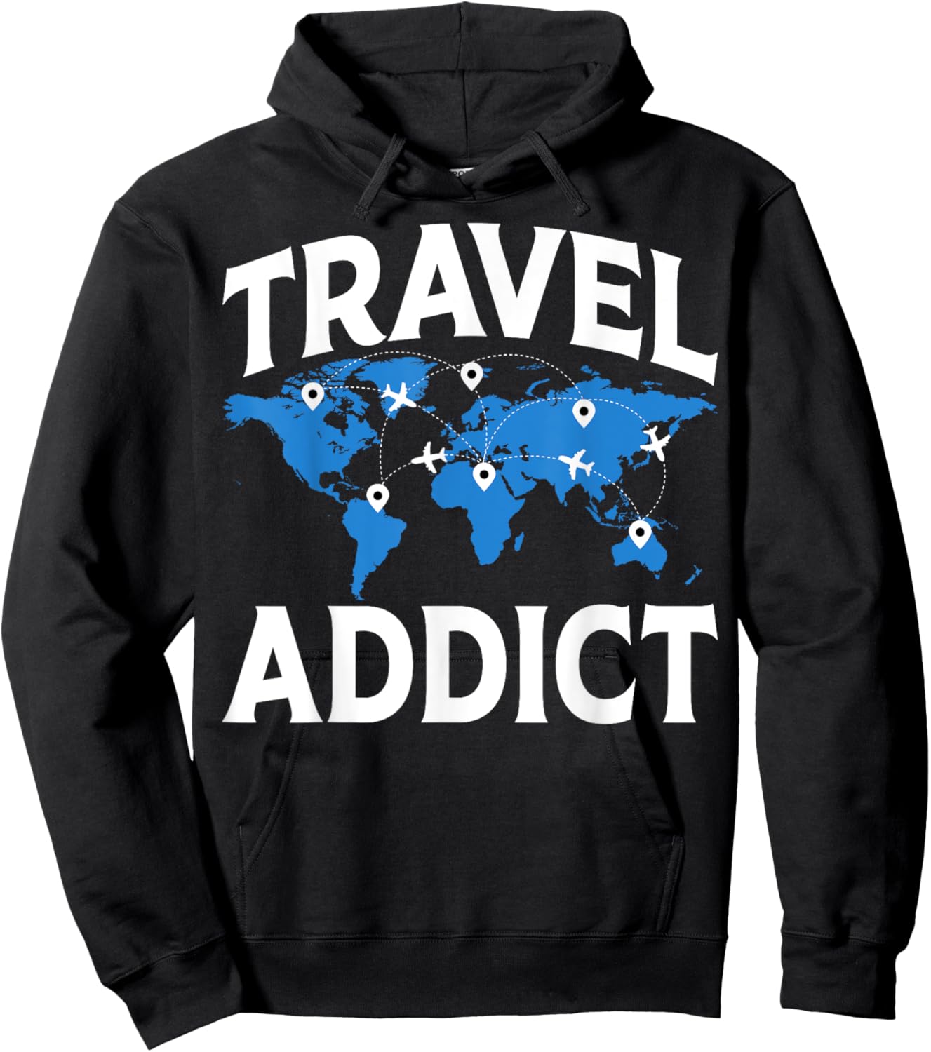 Travel Addict - Funny World Travelling Traveler Gifts Hoodie - Hoodie | Black