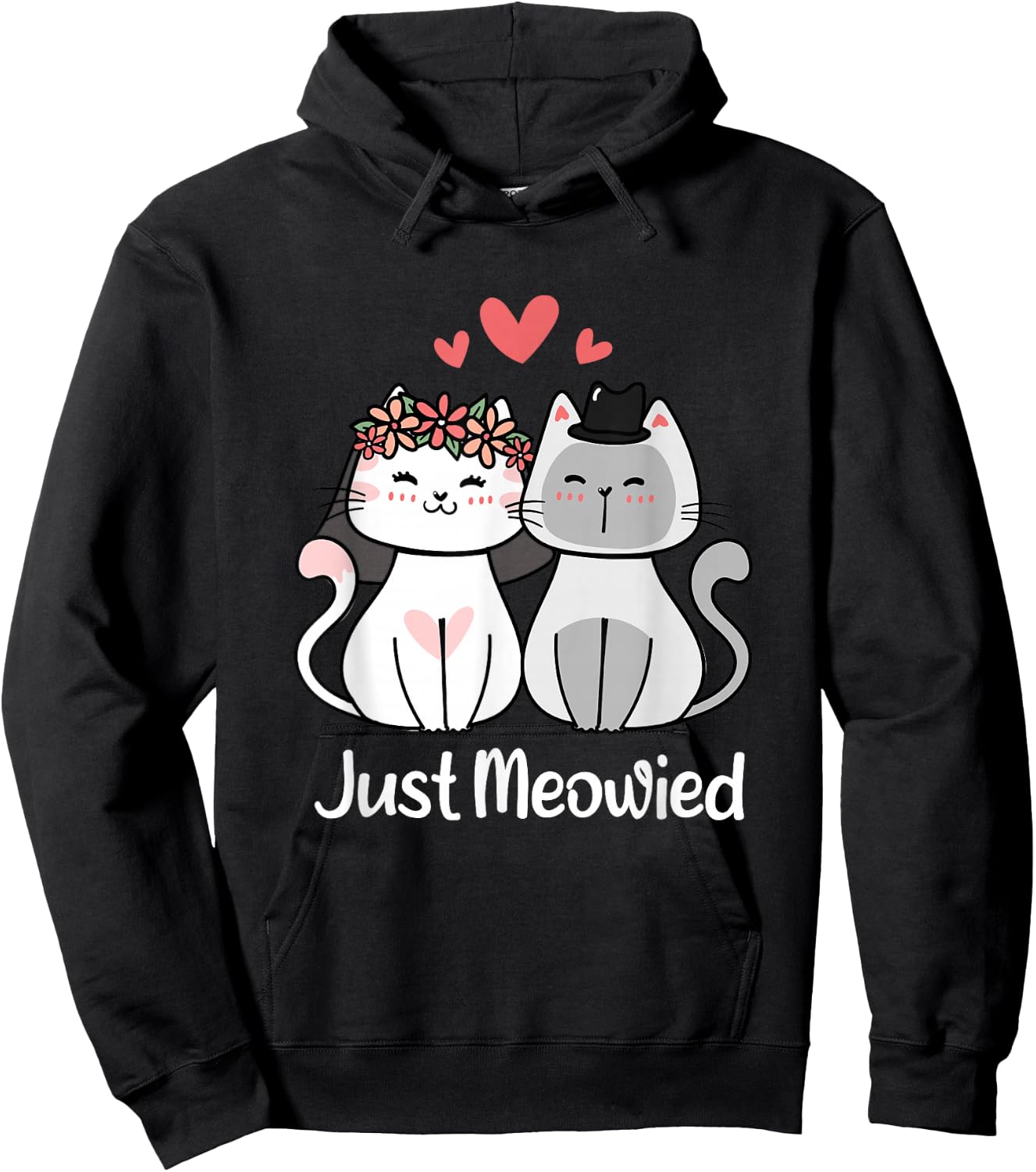 Just Meowied Frisch Married Cats Married Couple Hoodie - Hoodie | Black