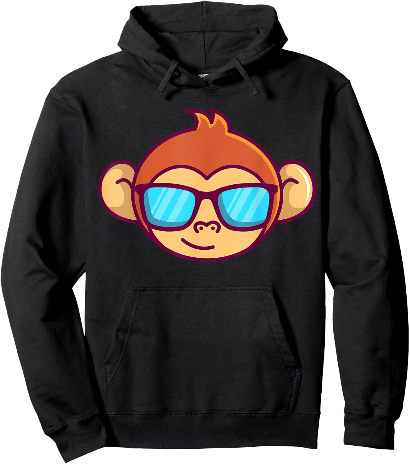 Cute Monkey With Sunglasses For Kids Who Love Monkeys Hoodie - Hoodie | Black