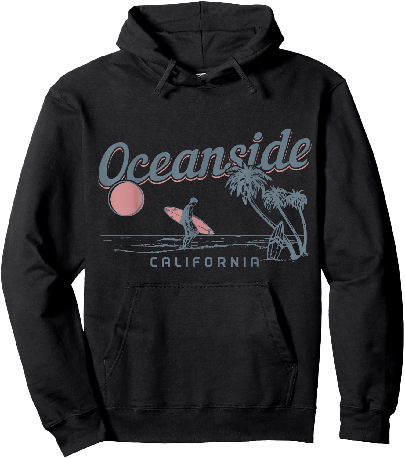Oceanside California Surf Beach Vintage Souvenir Surfer Hoodie - Hoodie | Black