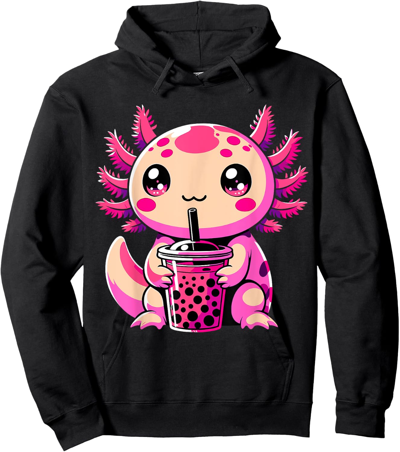 Axolotl Tea Bubble Tea Anime Kawaii Axolotl Hoodie - Hoodie | Black